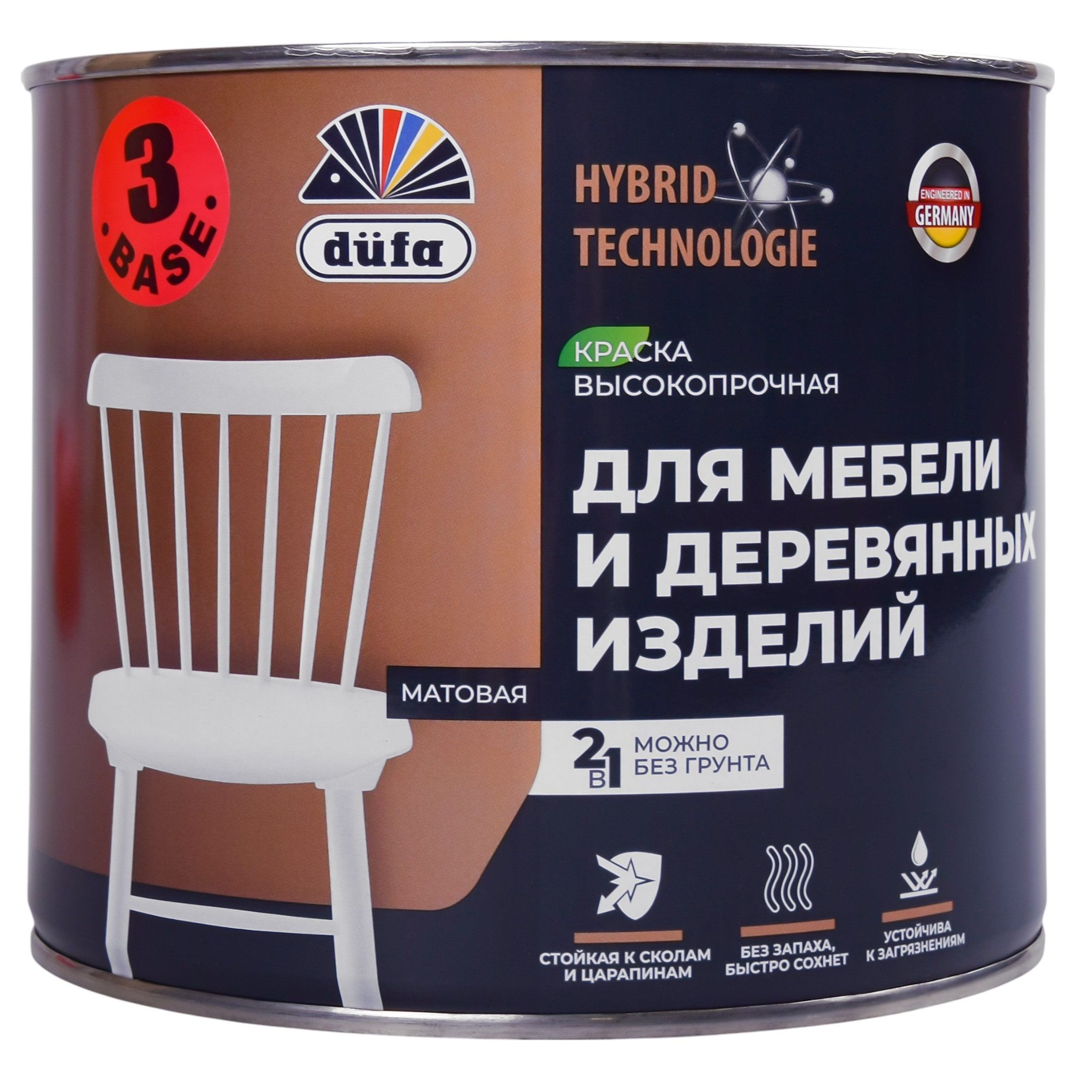 Краска для мебели и деревянных изделий Dufa База 3 прозрачная 1,75 л