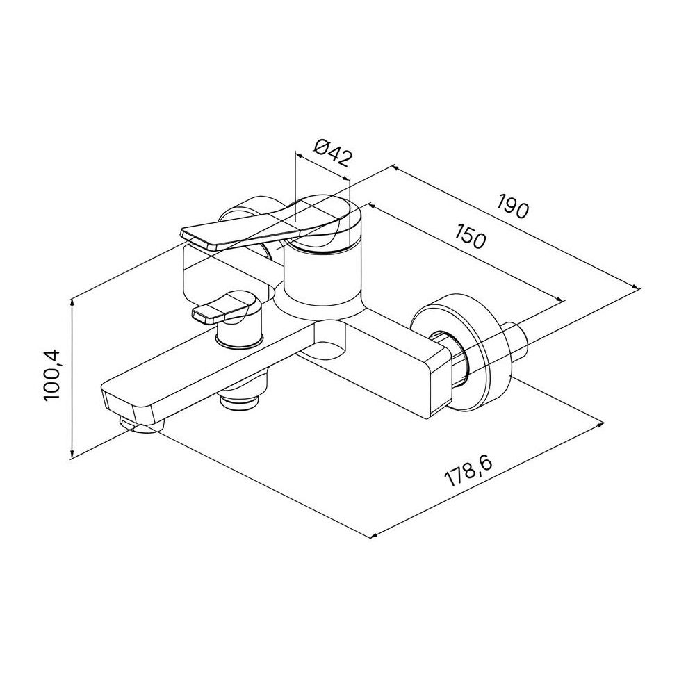 Смеситель для ванны Iddis Parker PARSB02i02WA однорычажный короткий излив