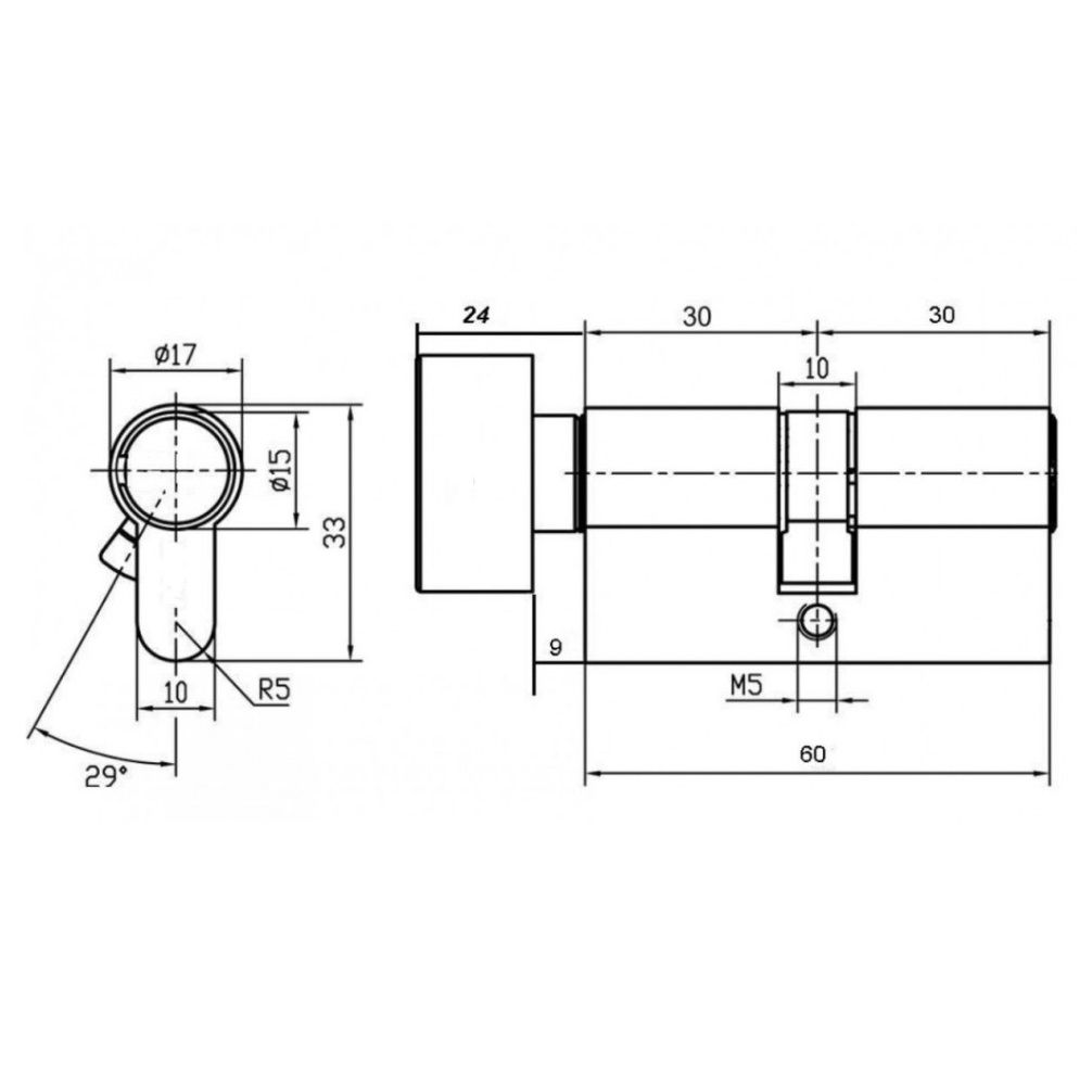 Механизм цилиндровый 60 мм с вертушкой Morelli HS 60CK W (30+30) белый