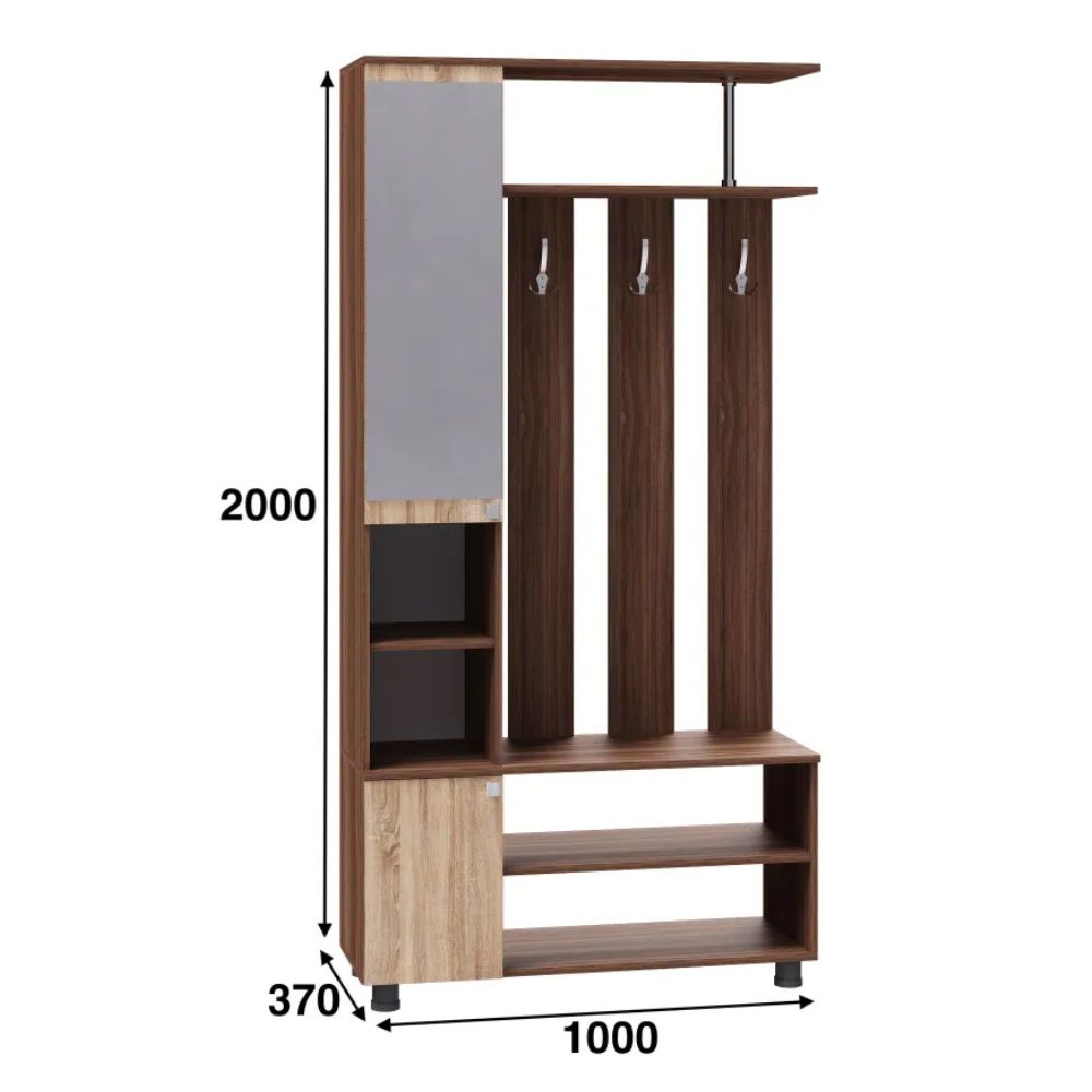 Прихожая 1000х200х370 мм Ясень шимо/Дуб сонома