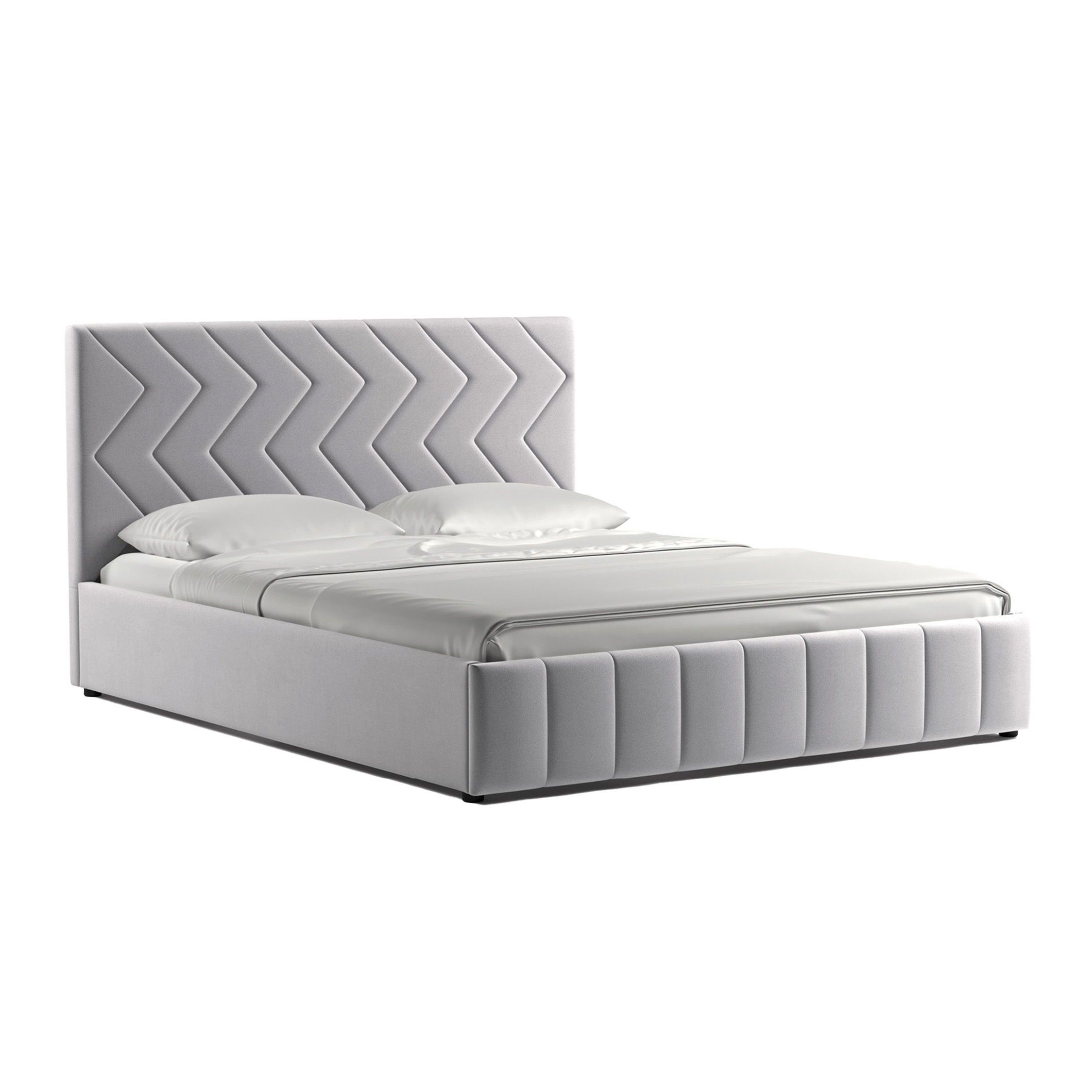 Кровать Милана 1600х2000 мм Tenerife silver светло-серый с ортопед основанием и ПМ