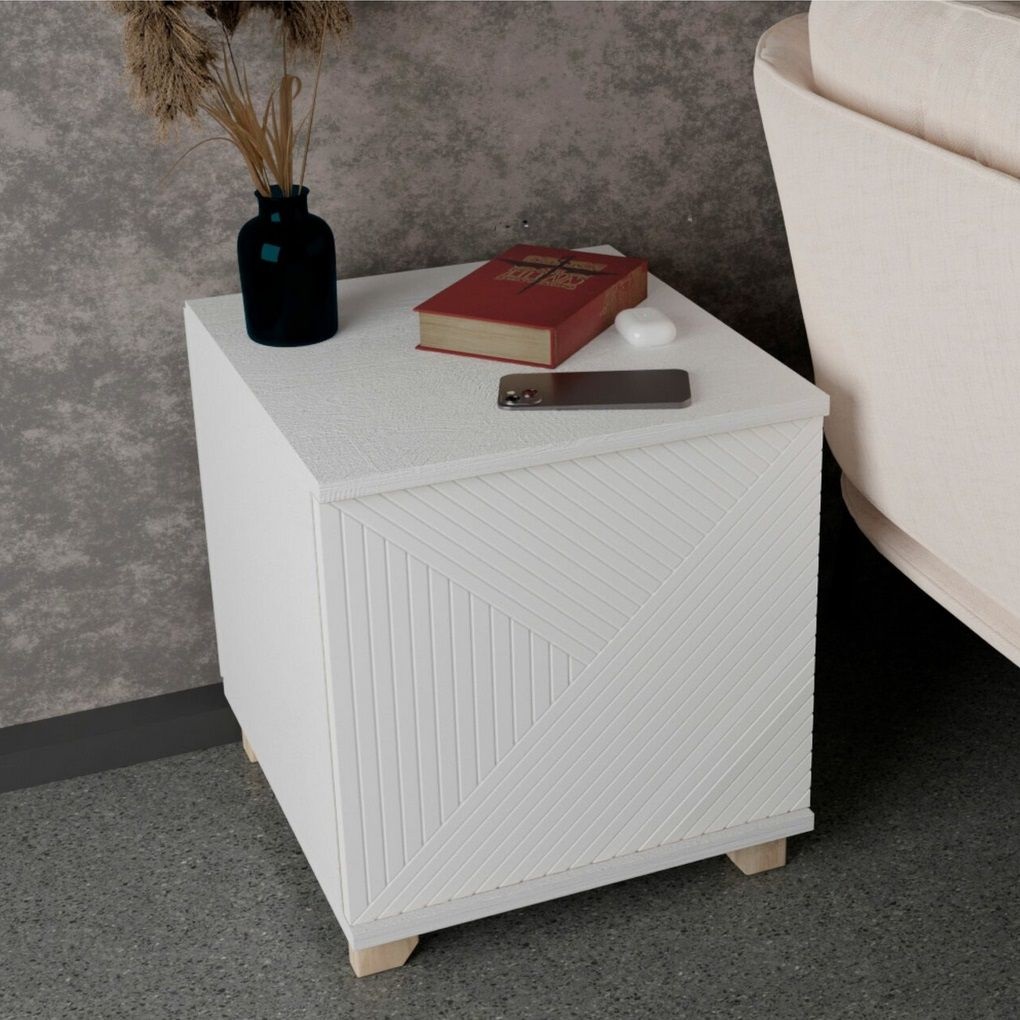 Тумба прикроватная Копенгаген со створкой 400х400х450 мм Дуб сонома/Белый