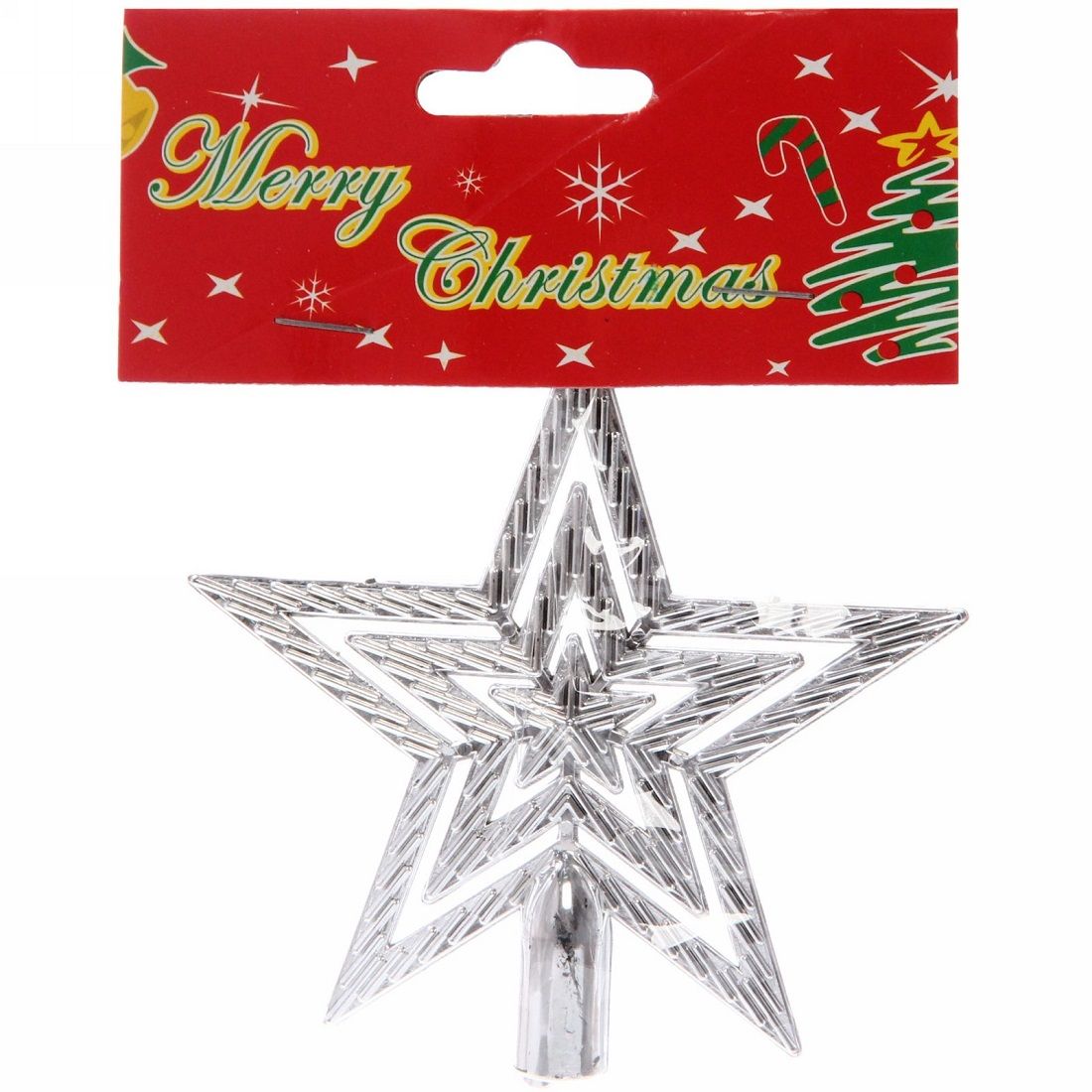 Верхушка д/елки звезда Классика 9.5см серебро