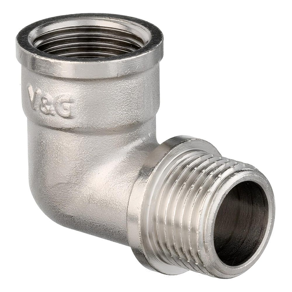 Угольник латунь никель 1/2" ВР/НР