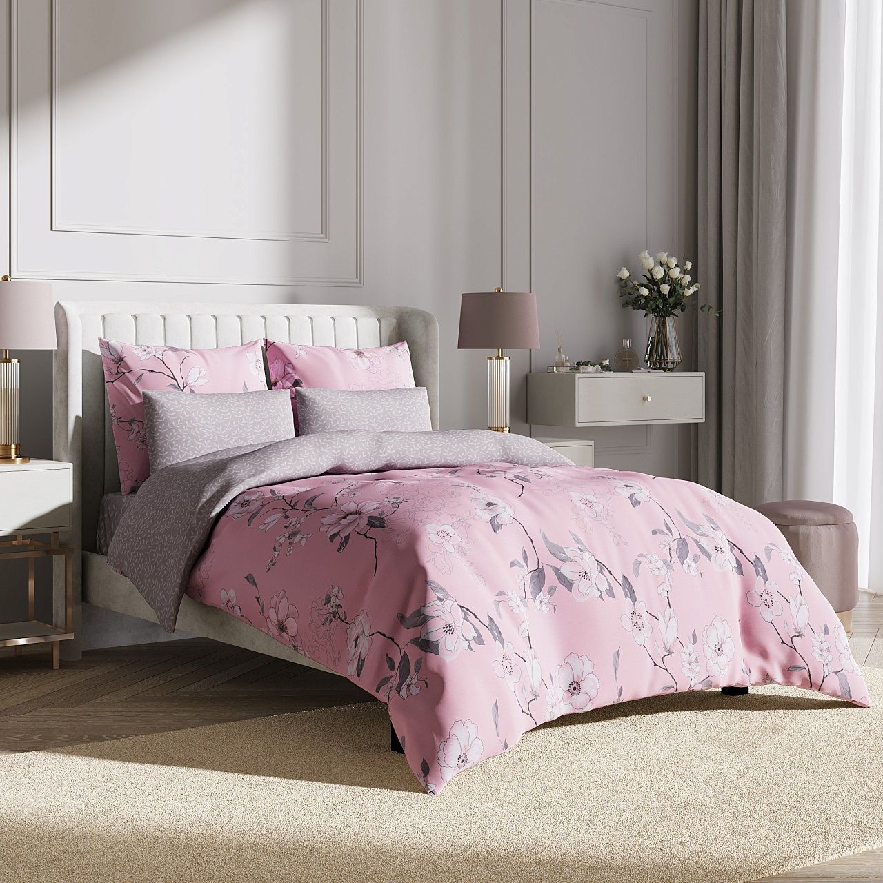 Белье постельное евро сатин Гармоника Марлен (50х70-2 70х70-2)