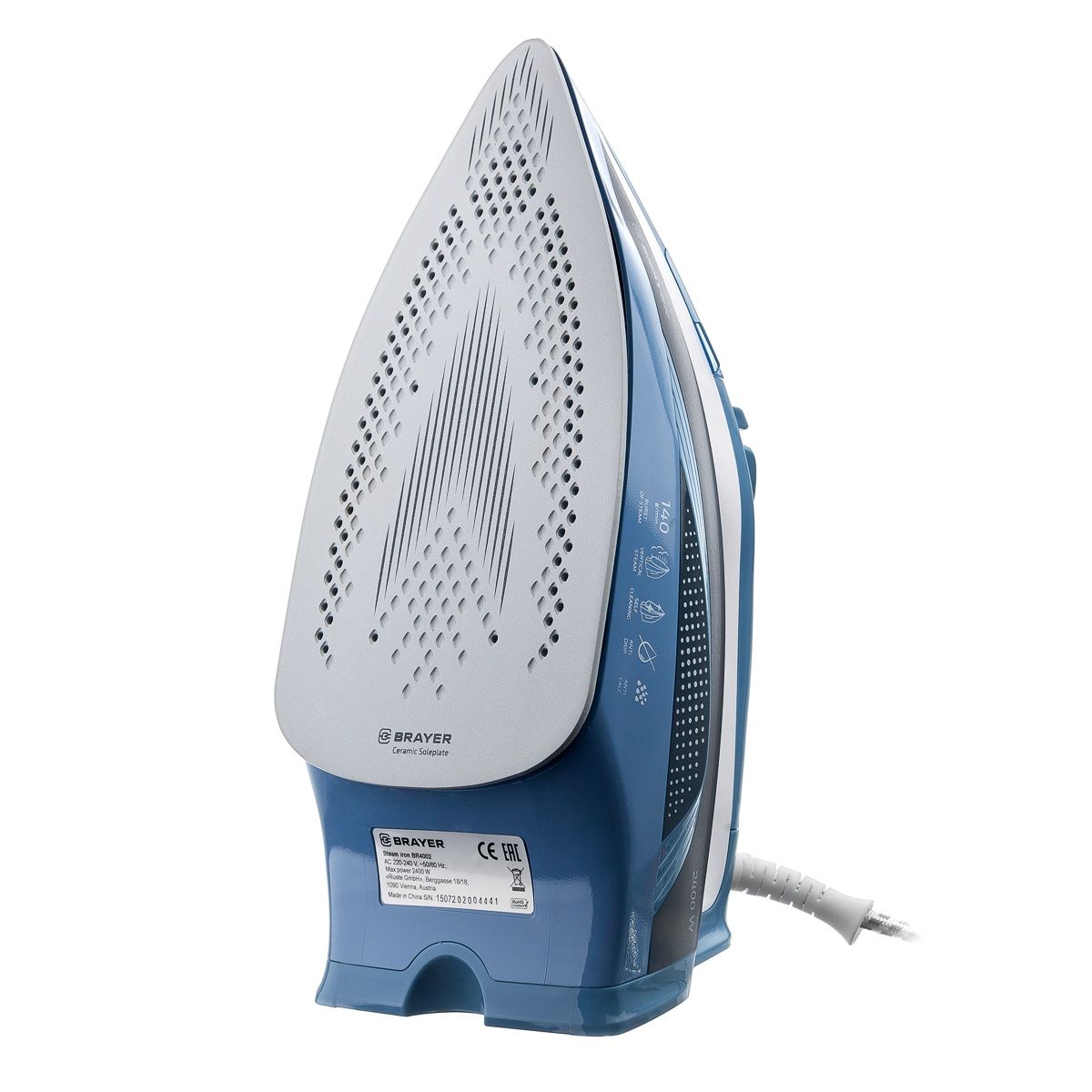 Утюг Brayer 2400 Вт керамич Пар 140 г/м  антикапля разбрыз резер 360мл самоотчиститель 4002BR