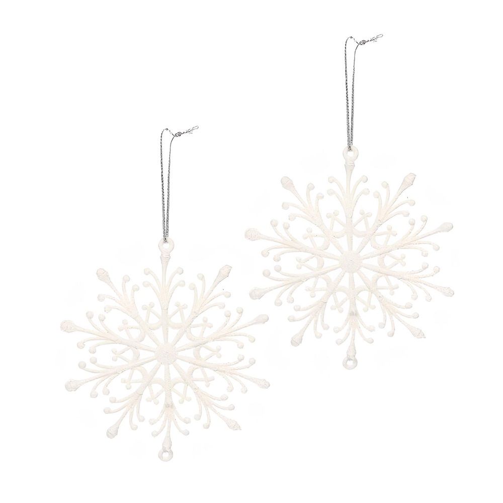 Подвески в блестках Снежинки белоснежные 9 см 2 шт белый