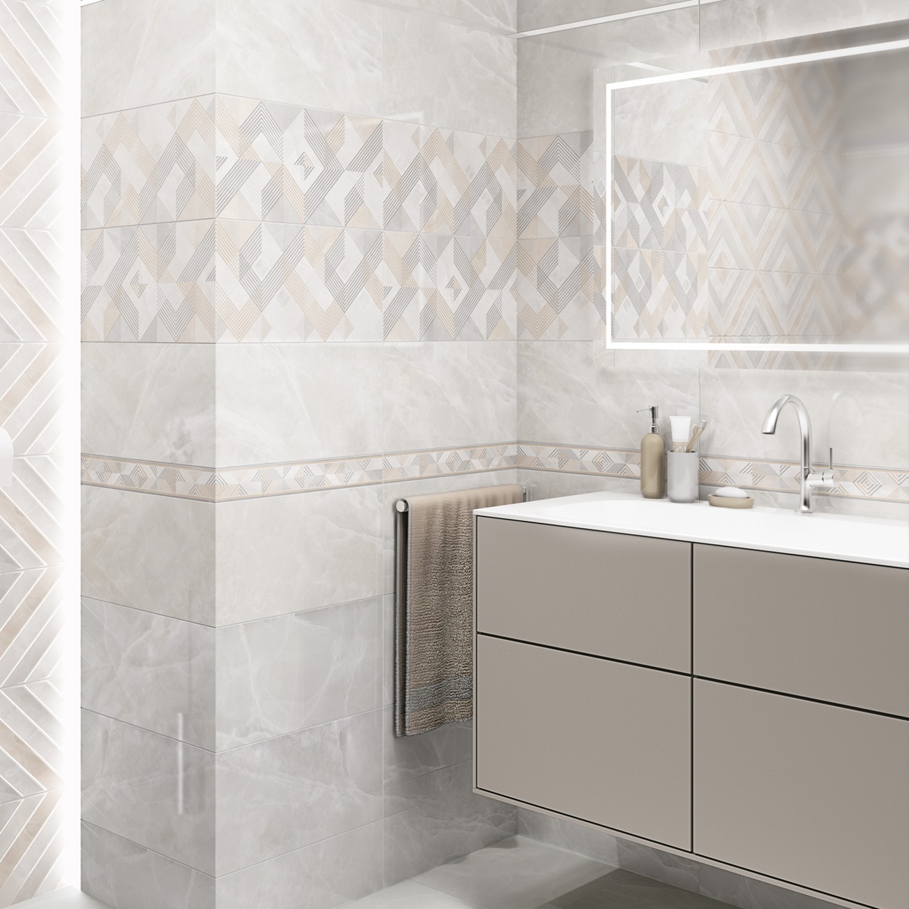 Плитка настенная Alma Ceramica Rivoli TWU09RVL024 24,9х50 см кремово-серая 1,494 м2