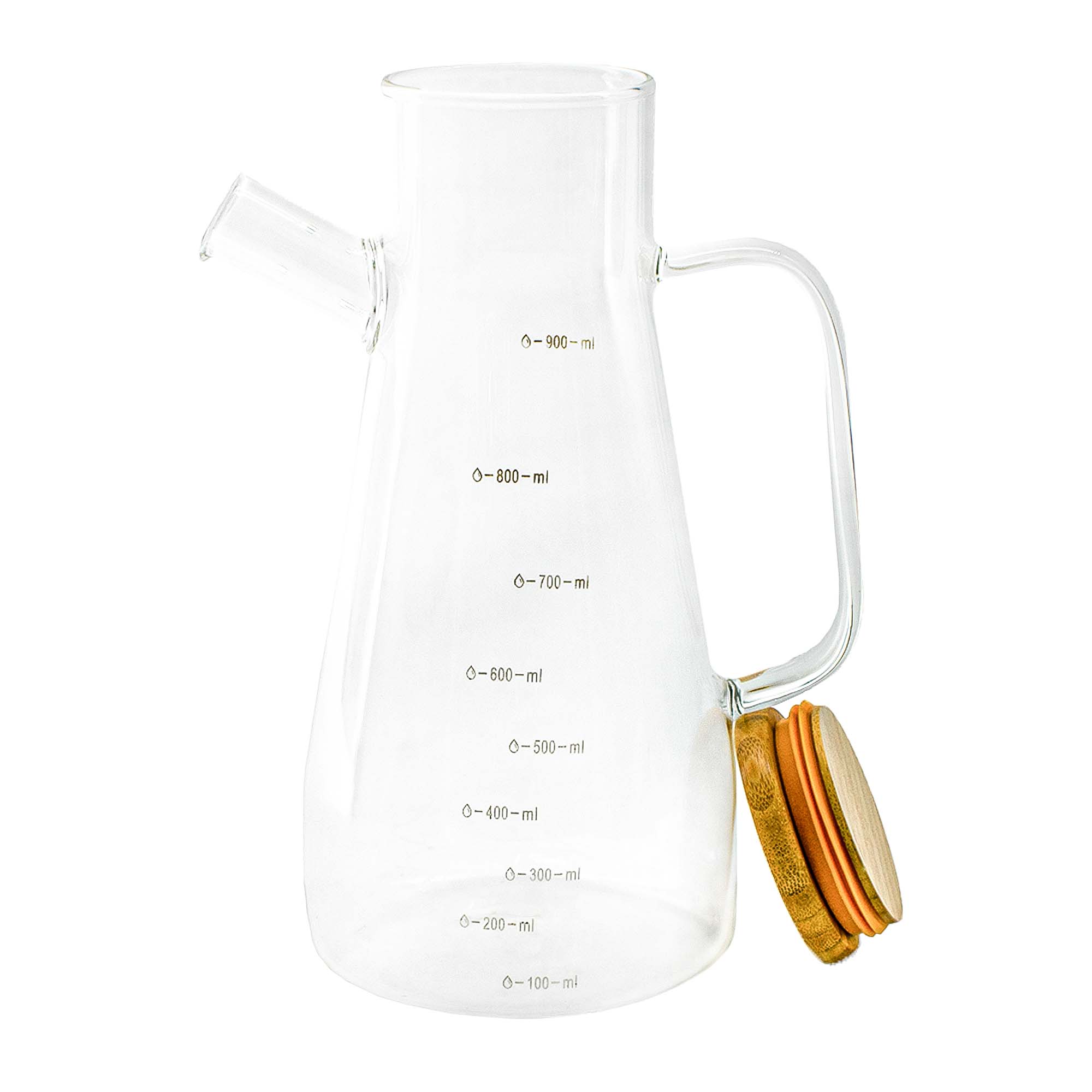 Бутылка для специй стеклянная Хай-Тек с бамбуковой крышкой 500 мл 359-0237