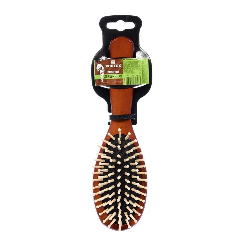 Расческа массажная Vortex 22,5х6х3,5 см овал с деревянными зубчиками 51017