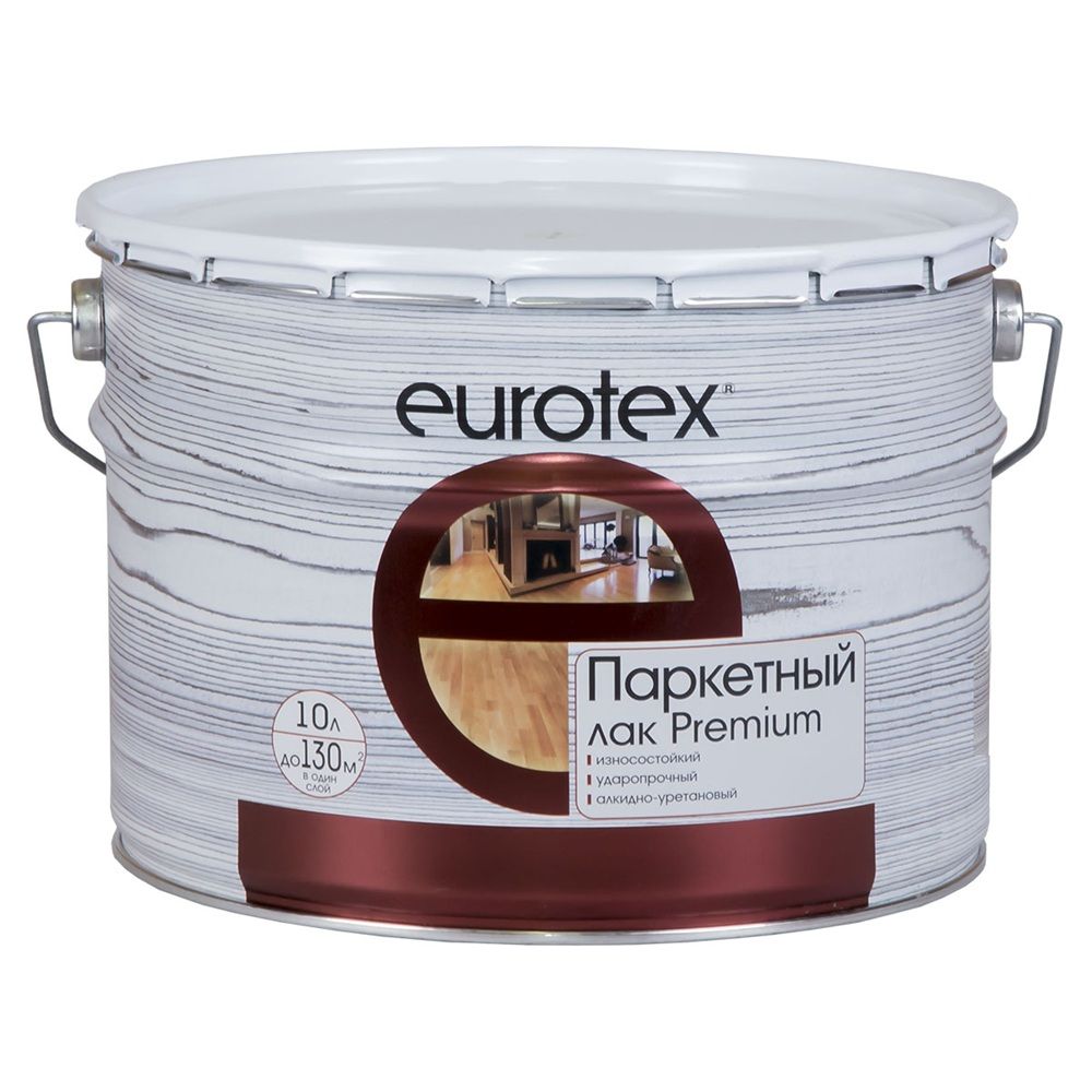 Лак паркетный Eurotex Premium бесцветный полуматовый 10 л
