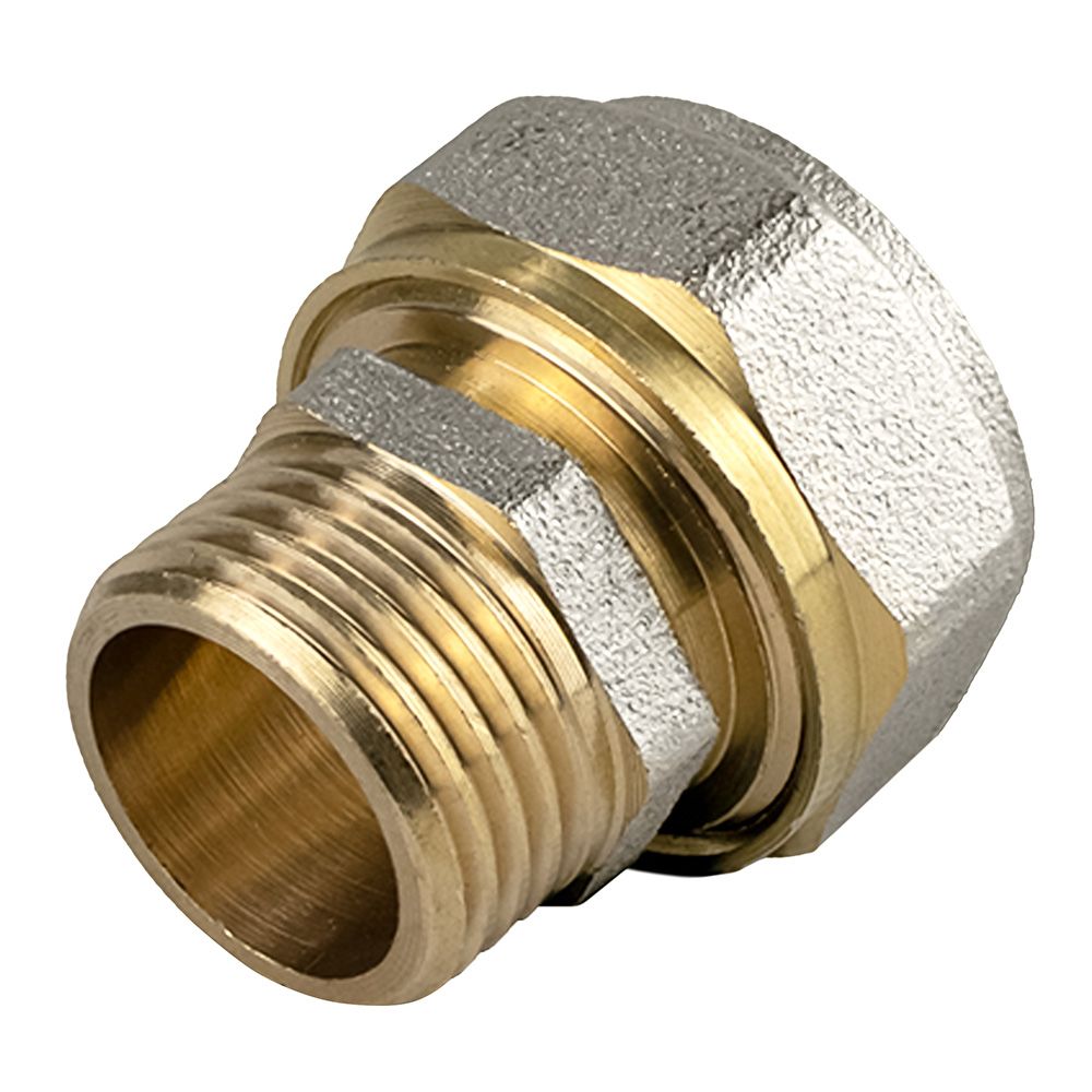 Муфта обжимная латунь никель 20 мм х 1/2" НР