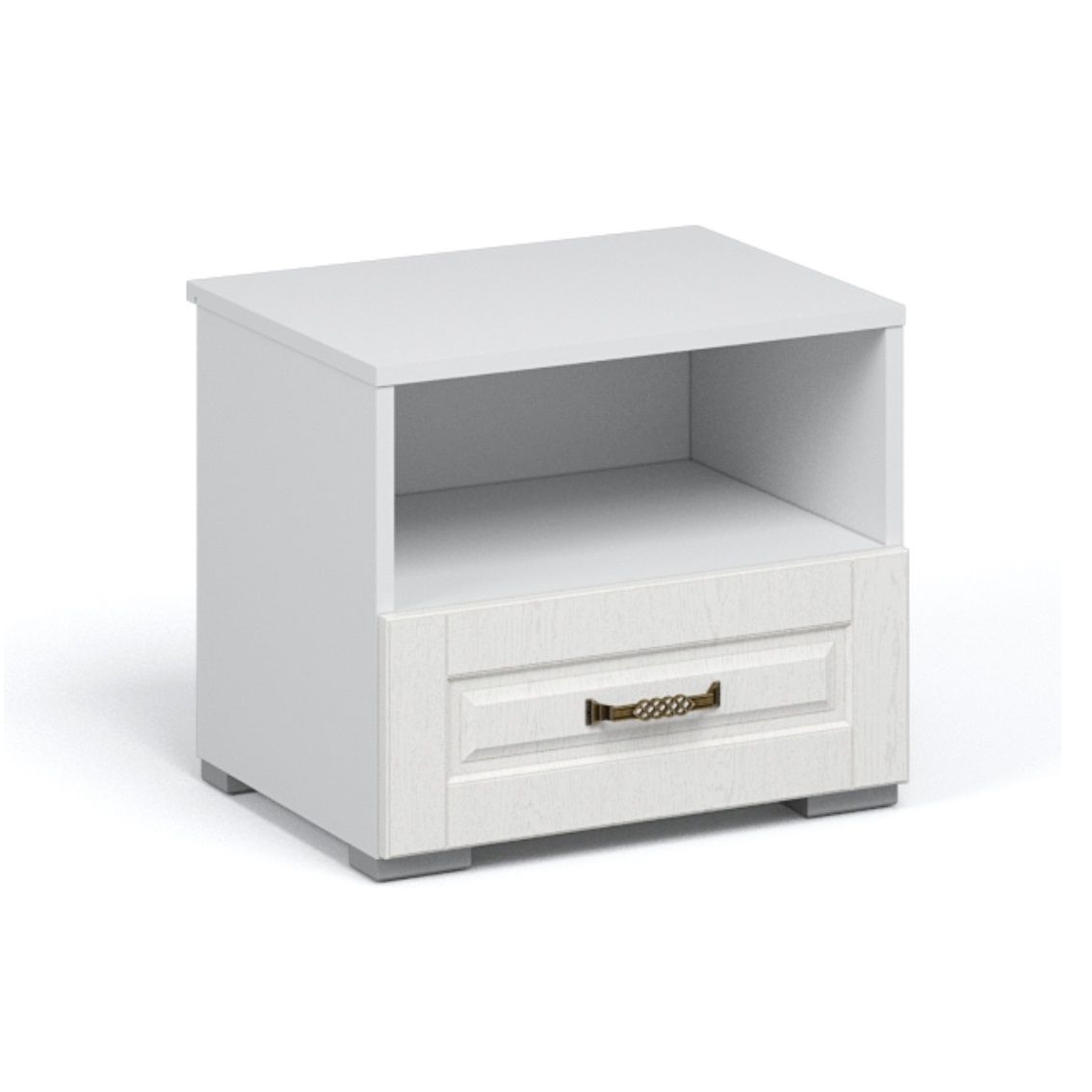 Тумба прикроватная Лацио 500х400х430 мм 1 ящ Белое дерево, ручка бронза