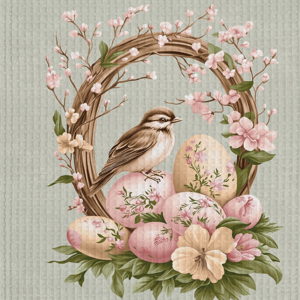 Полотенце кухонное вафельное Vse Doma 45х60 см рис.60361-1 Радостная весть