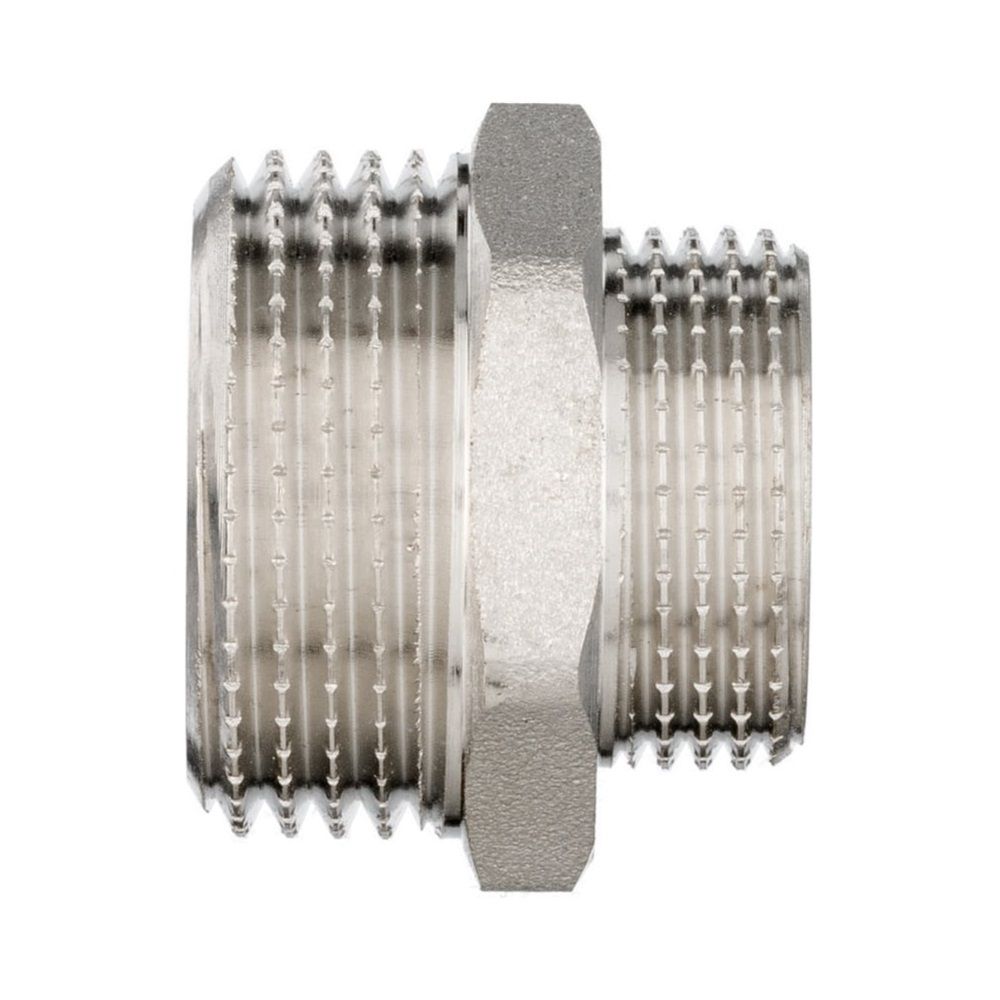 Ниппель переходной латунь никель 1"х3/4" НР/НР