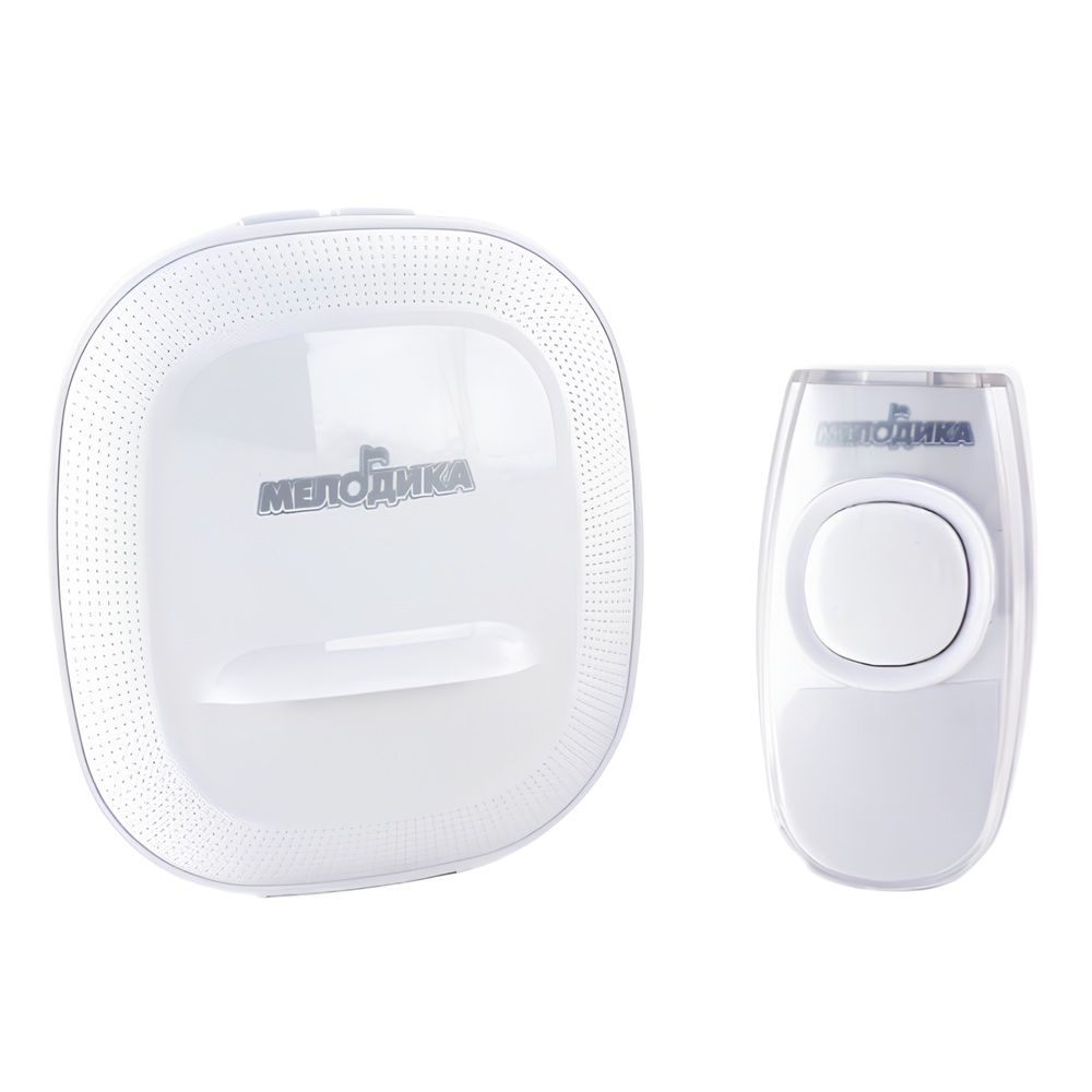 Звонок беспроводной на батарейках МЕЛОДИКА Б250v.2 белый 36 мелодий, 4 ур. громк., влагозащ. кнопка