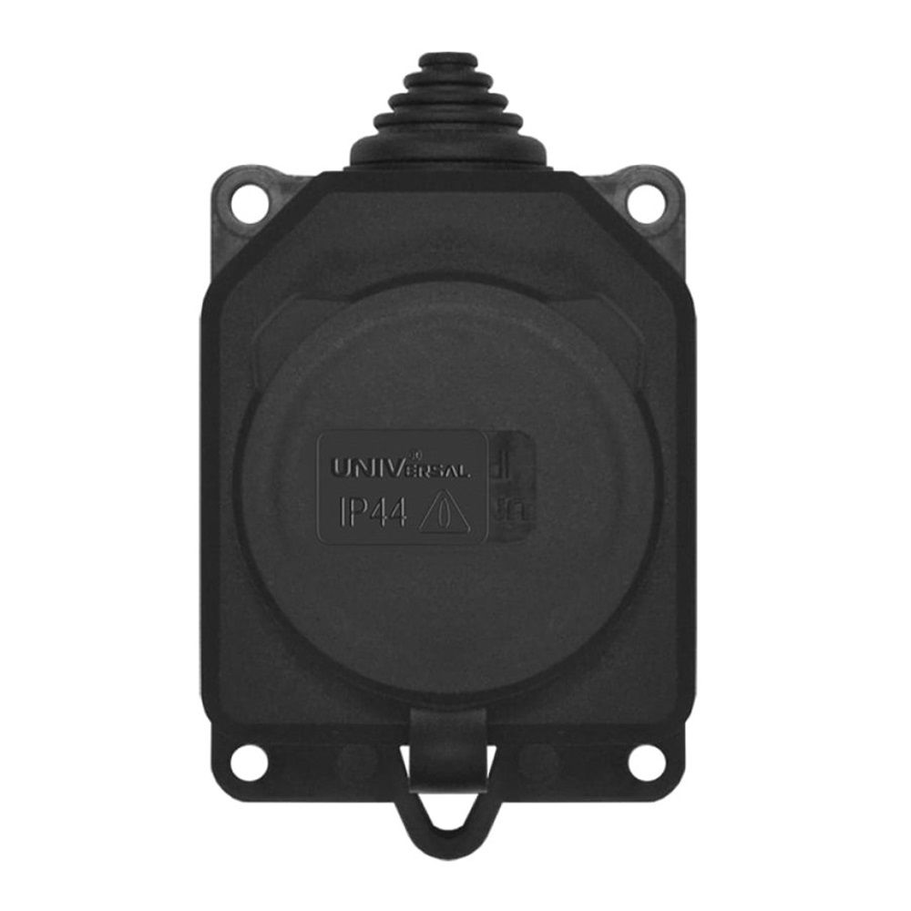 Розетка 1 гнездо с заглушкой с/з 16А 220В IP44 UNIVersal черная
