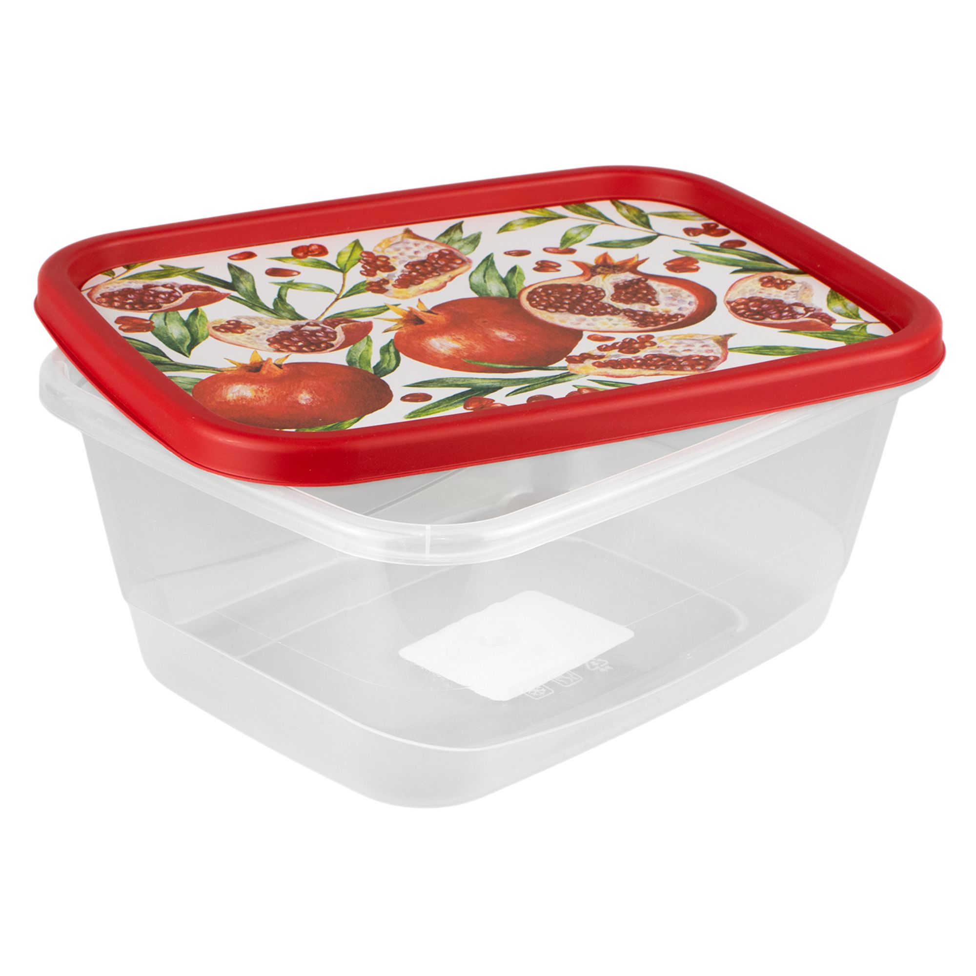 Контейнер для продуктов прямоугольный 1,5 л с декором красный