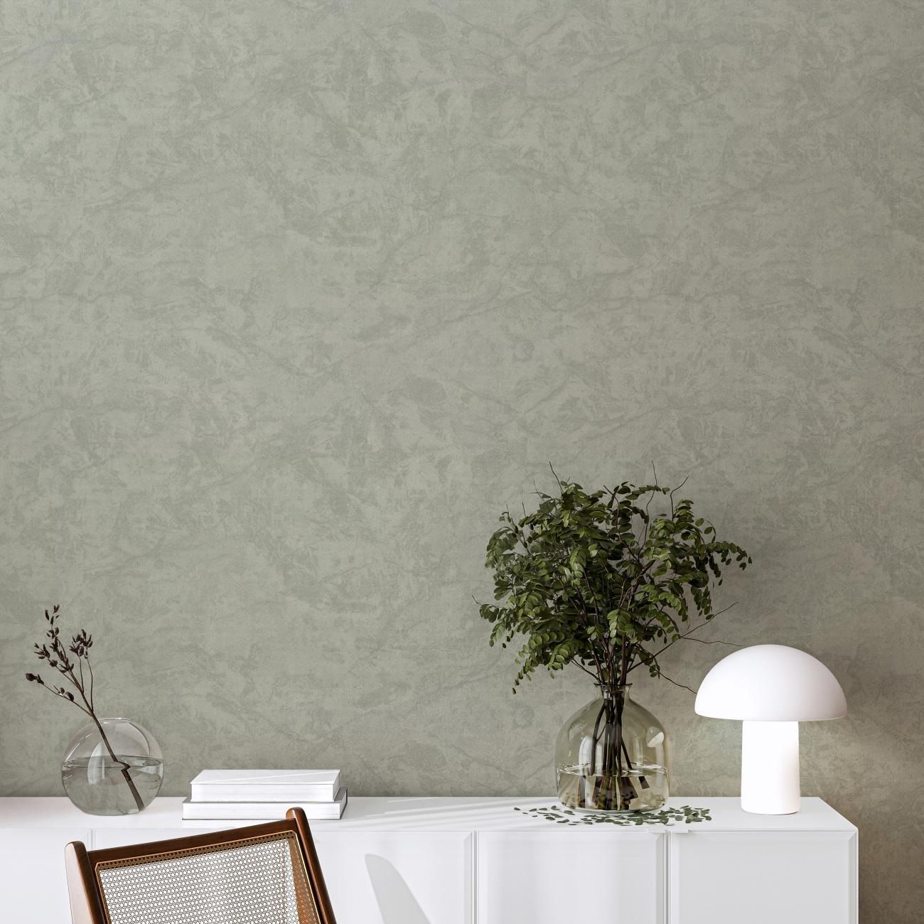 Обои Palitra Home Friburg HC72440-77 зеленые штукатурка 1,06х10,05 м