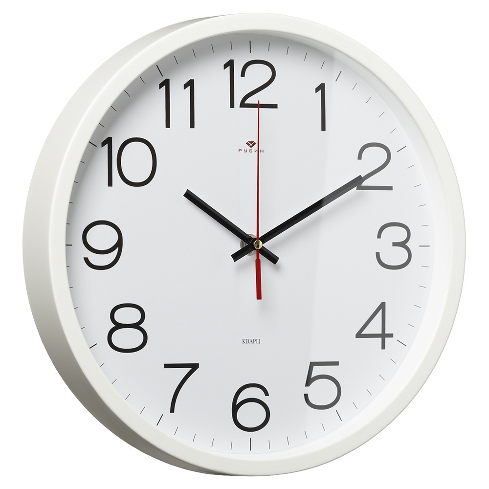 Часы настенные Рубин Классика 3027-121W белые круглые d30 см