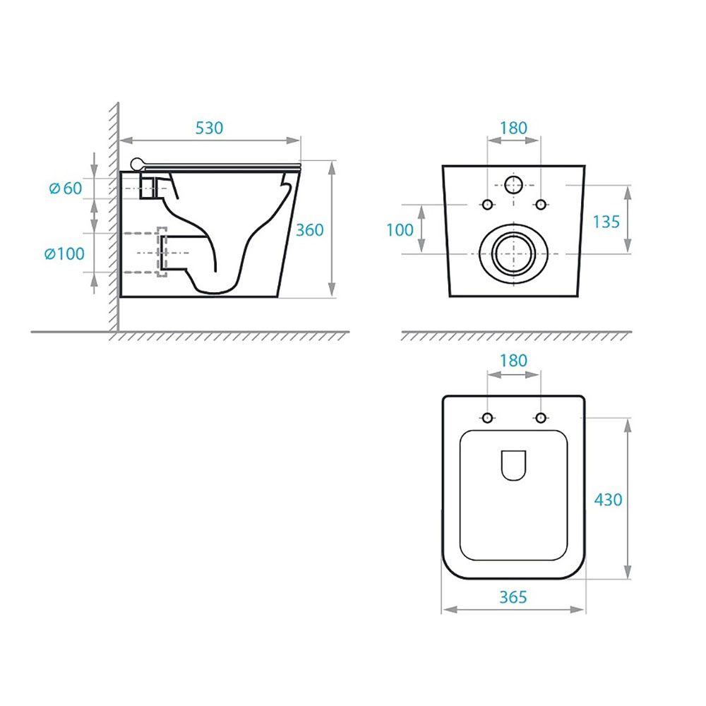 Унитаз подвесной Koller Pool Kvadro безободковый KR-0530-RW