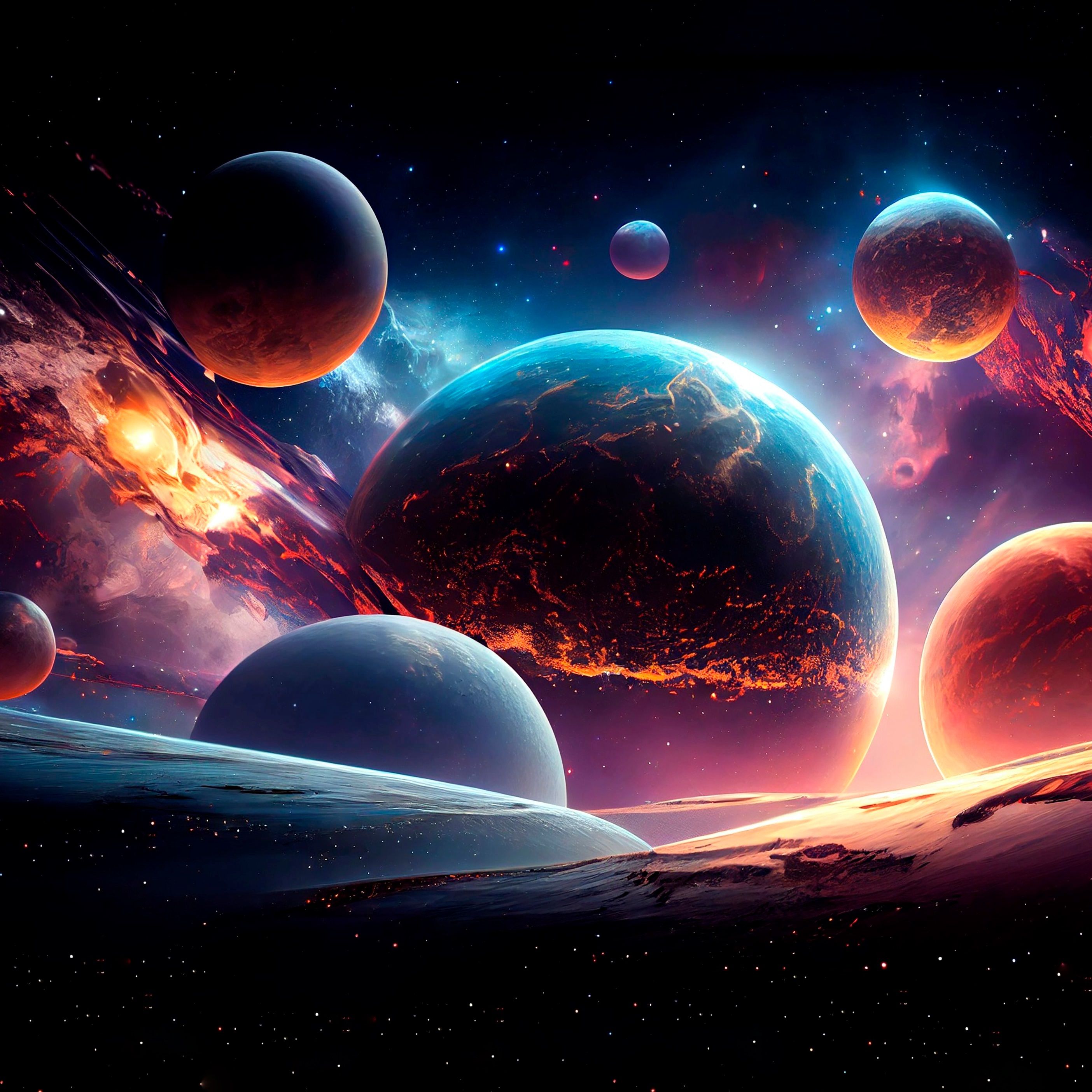 Картина интерьерная со смолой Планеты 1 40х50 см 2025-0264-1