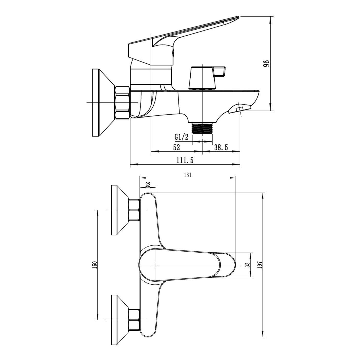 Смеситель для ванны Esko Kazan KZ54 однорычажный