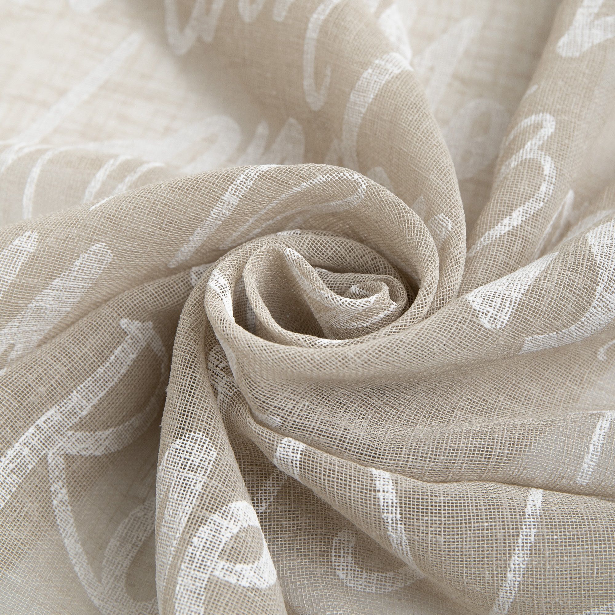 Ткань для штор Тюль лен печать EL 4079-02/300 LPech ut бежевый