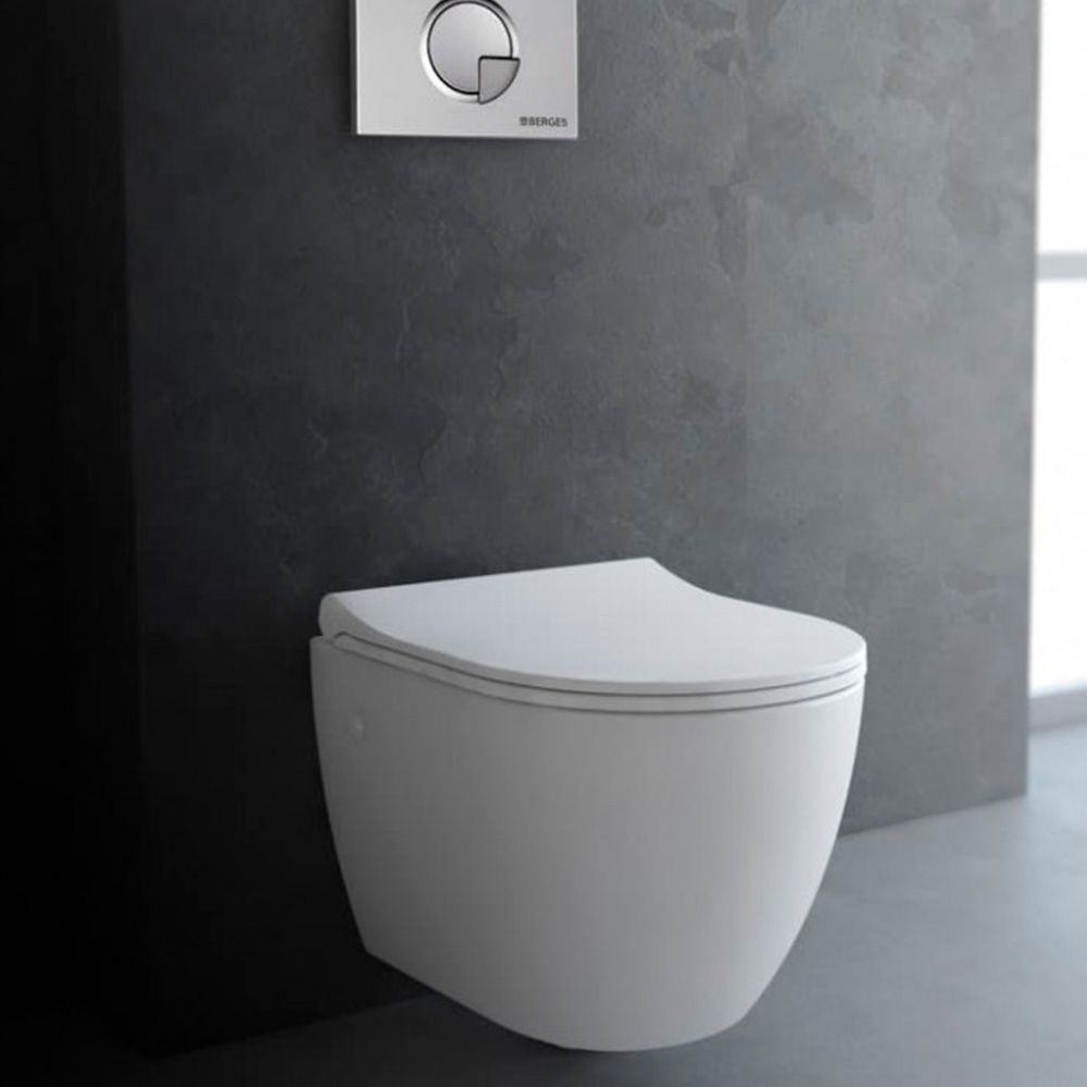 Унитаз подвесной Berges Okus 48 см сиденье дюропласт Toma Slim SO микролифт быстросъемное