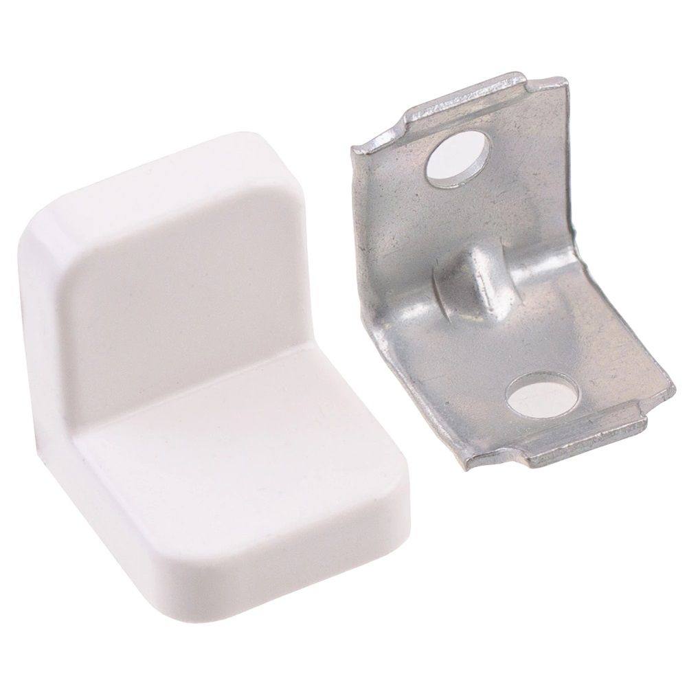 Уголок мебельный 20х20х16 мм с декоративной накладкой белый 4 шт