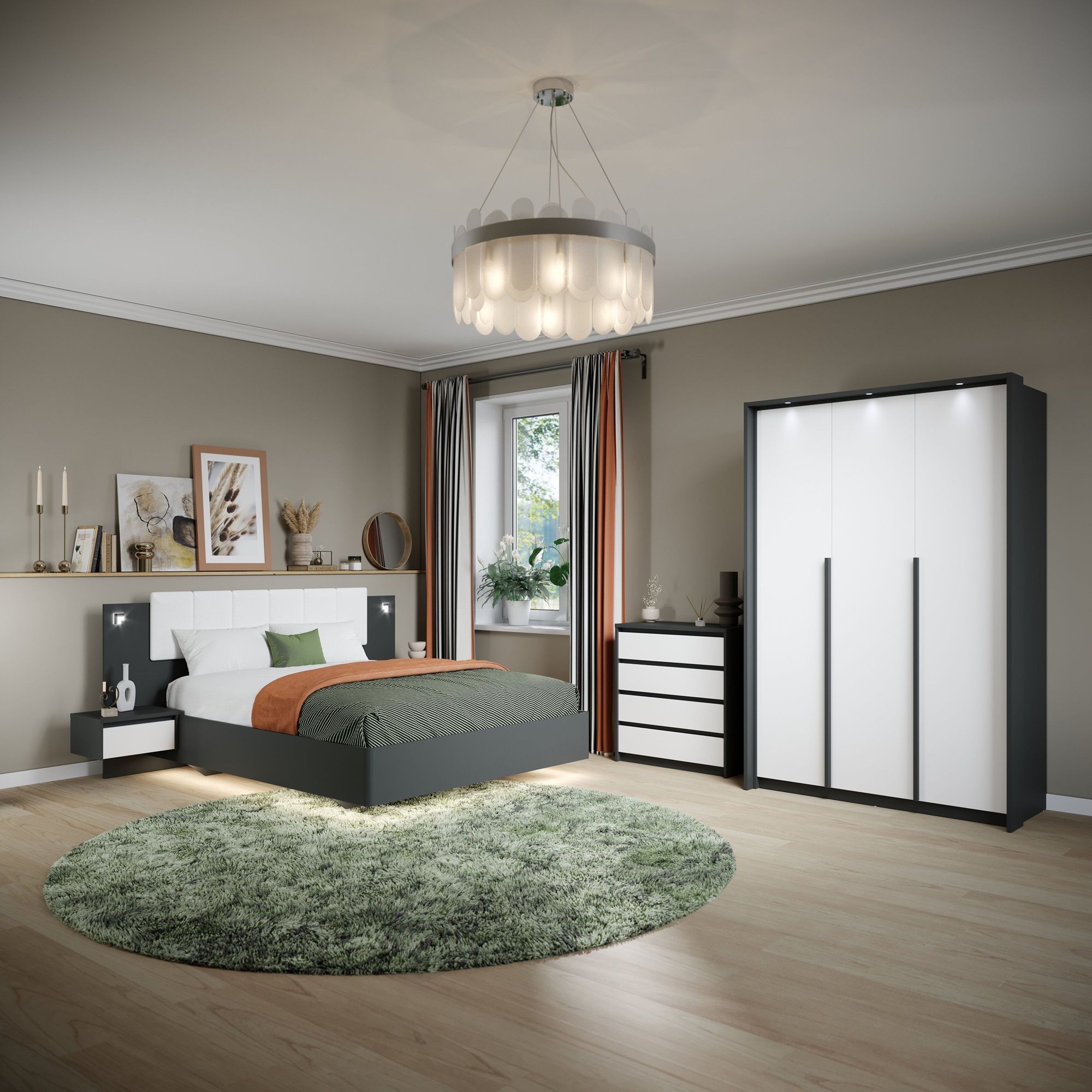 Комод Мишель 800х800х400 мм 4 ящика Антрацит/Белый жемчуг