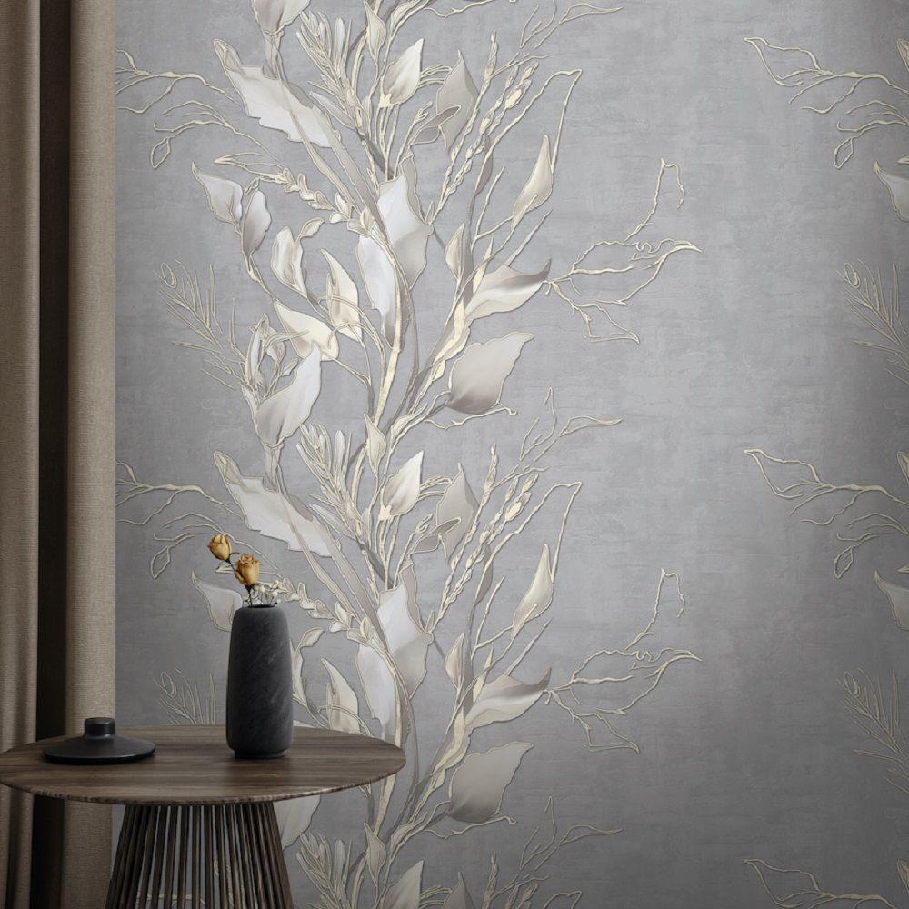 Обои 98497 Ostima Silvia 1,06х10 м флористика бежево-серый