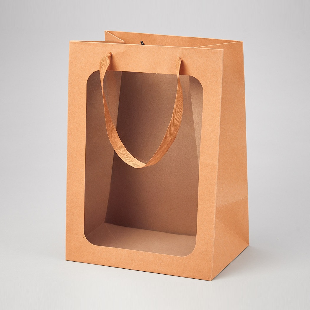 Пакет подарочный для цветов 25х15х35 см крафт