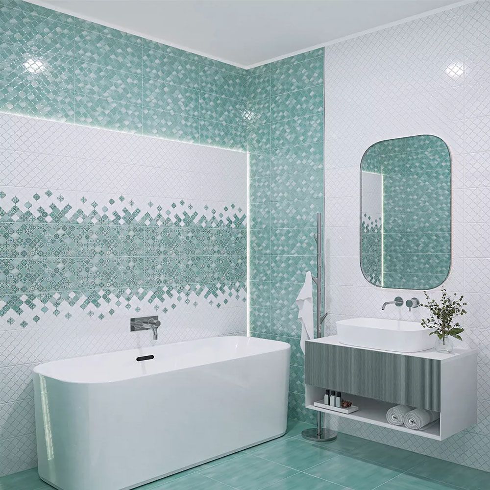 Плитка настенная Azori Calypso White 20,1х50,5 см белая 1,62/1,52 м2