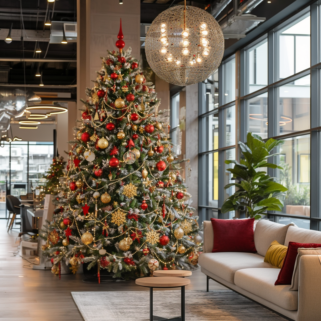 Елка искусственная Кружевница 210 см ПВХ, леска белая снежная посыпка, шишки 595 веток