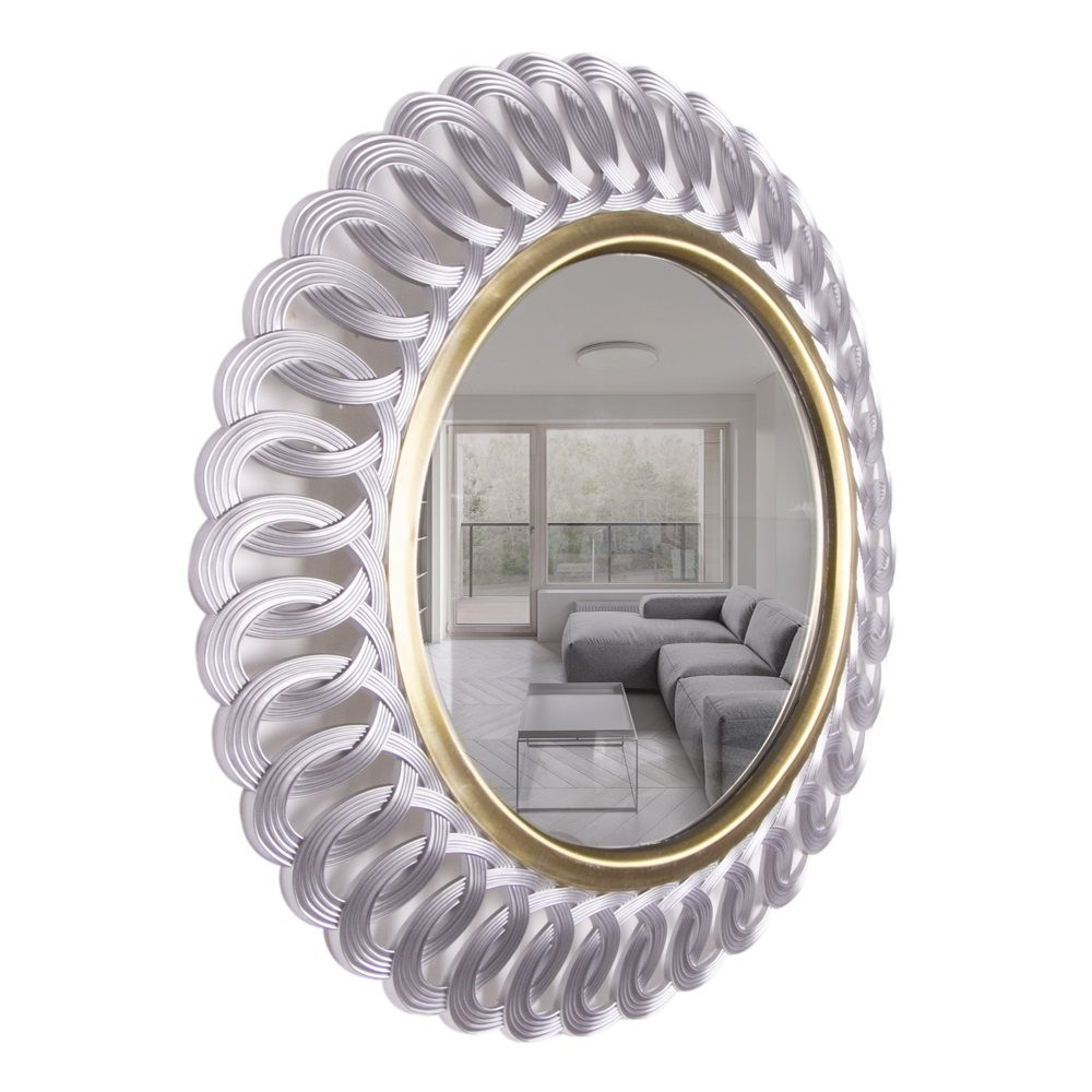 Зеркало 5130-Z1 d51 см ажурный корпус серебро с золотом