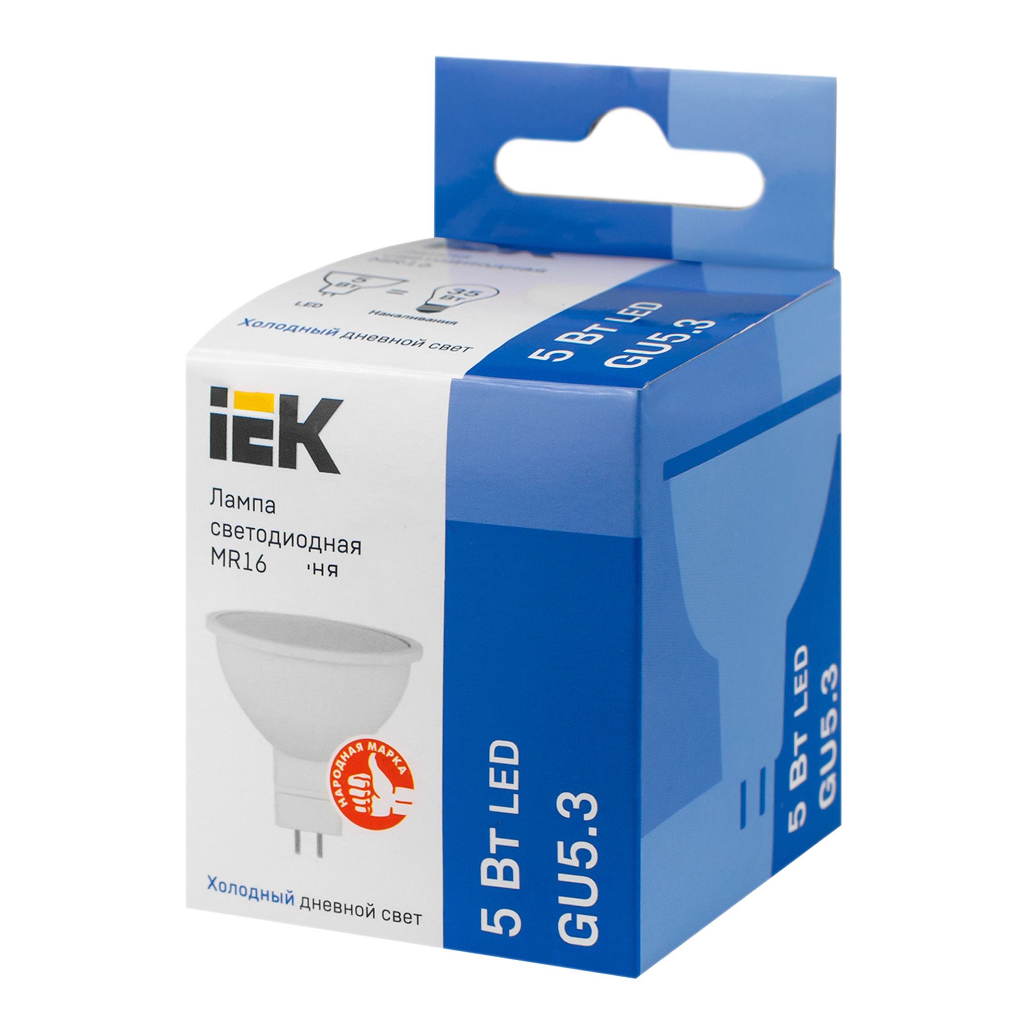 Лампа светодиодная ECO MR16 софит 5Вт 230В 6500К 450 Лм GU5.3 ИЭК LLE-MR16-5-230-65-GU5