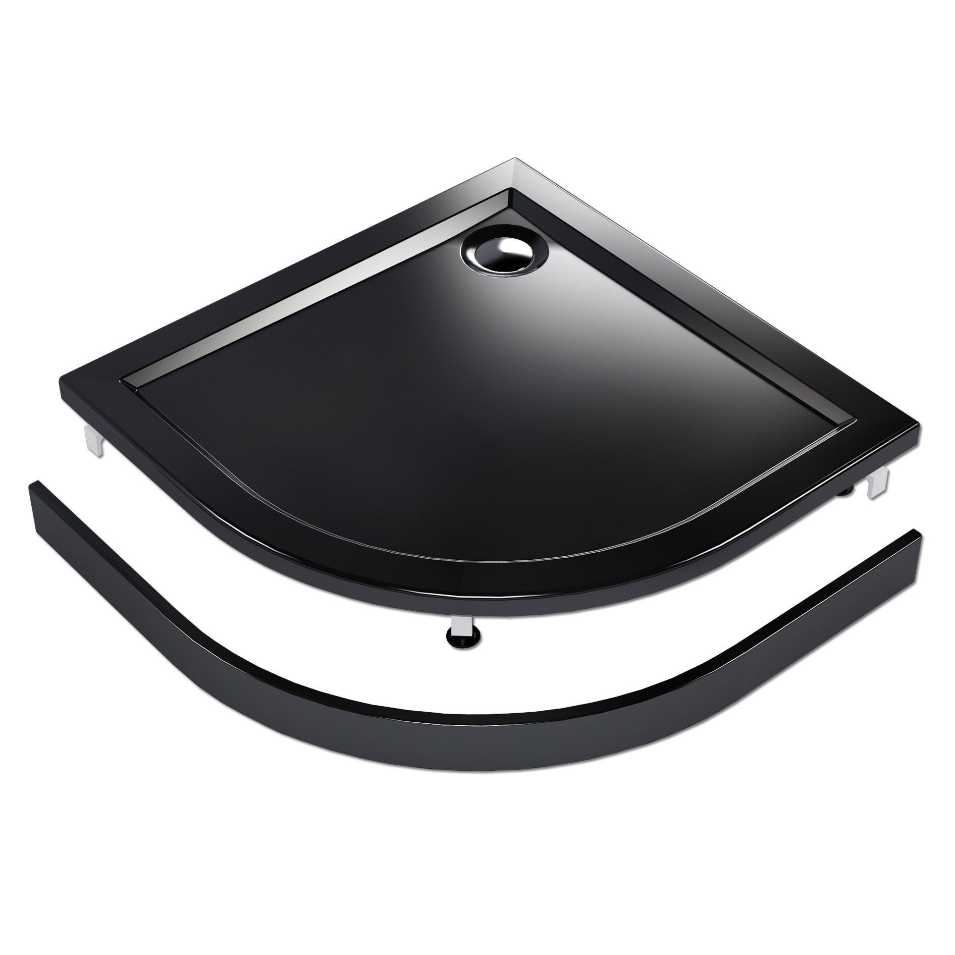 Поддон душевой акриловый City Star Black 100х100 см полукруглый низкий