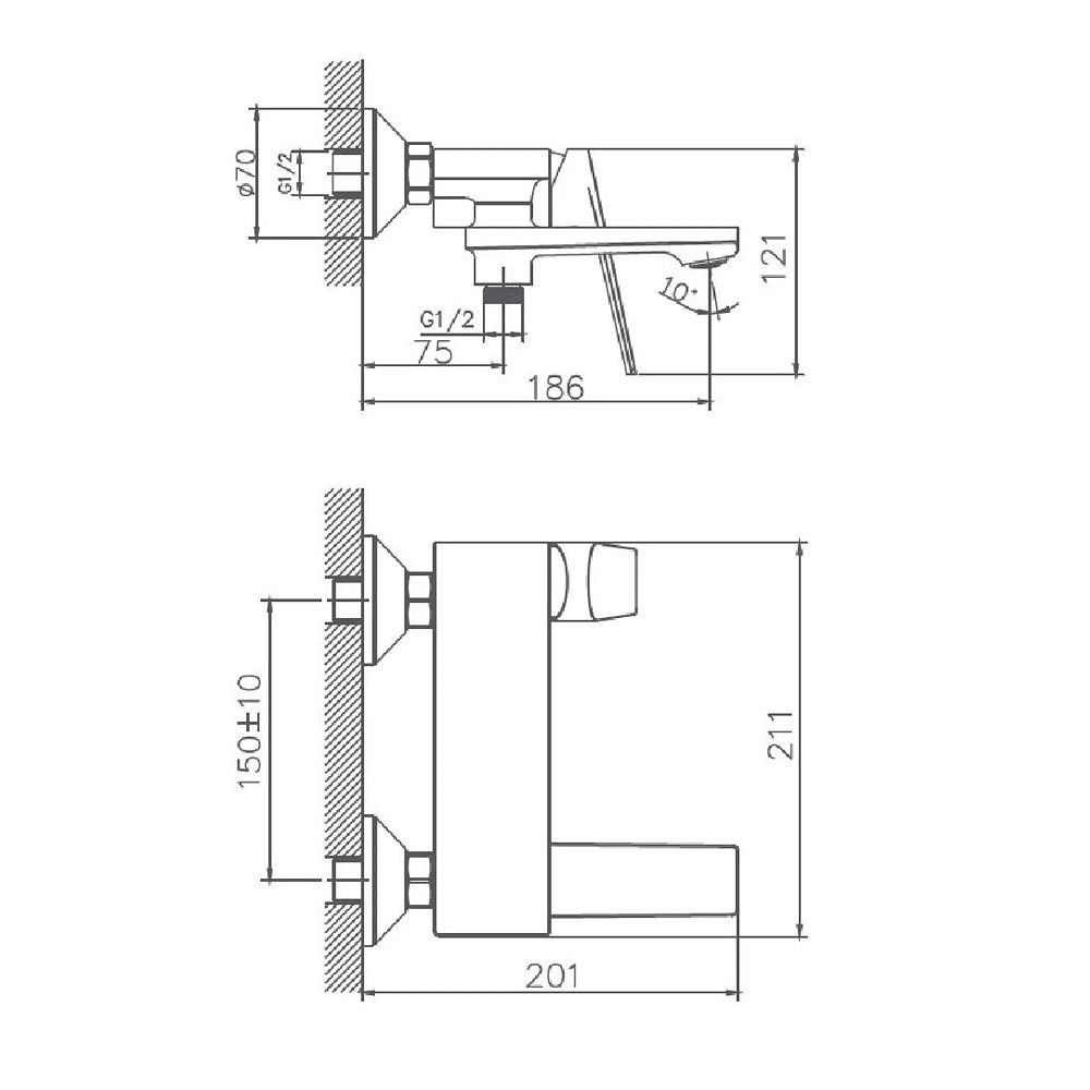 Смеситель для ванны Haiba HB60533-3 однорычажный короткий излив пепельный