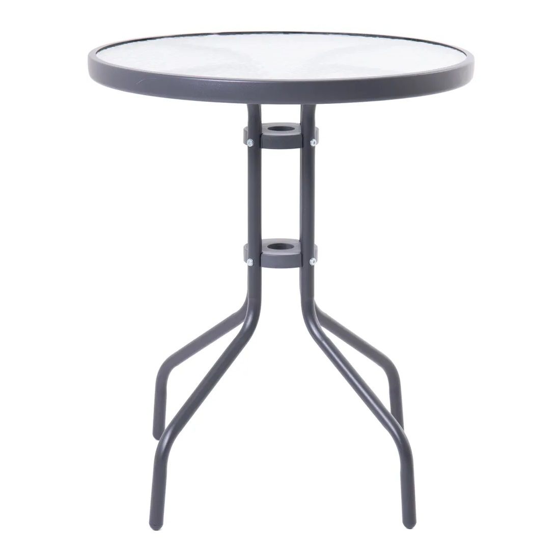 Стол Nolita d90 см h72 см закаленное фактурное стекло с серым полимер покрытием