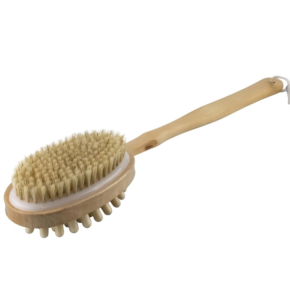 Щетка деревянная двусторонняя с импульсным массажером 42 см Банные штучки