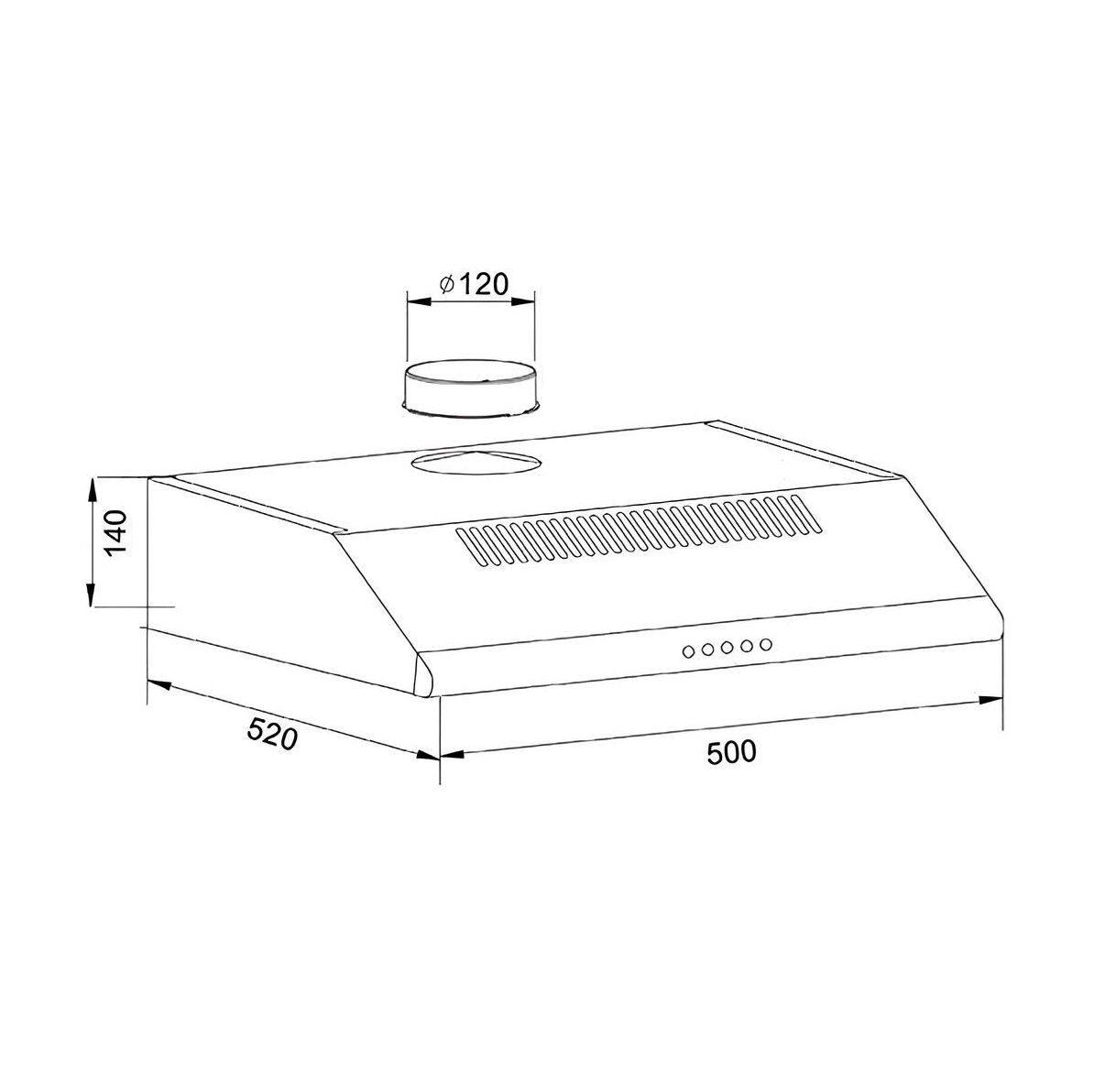 Вытяжка кухонная making Оasis everywhere UP-50W 500х520х140 мм