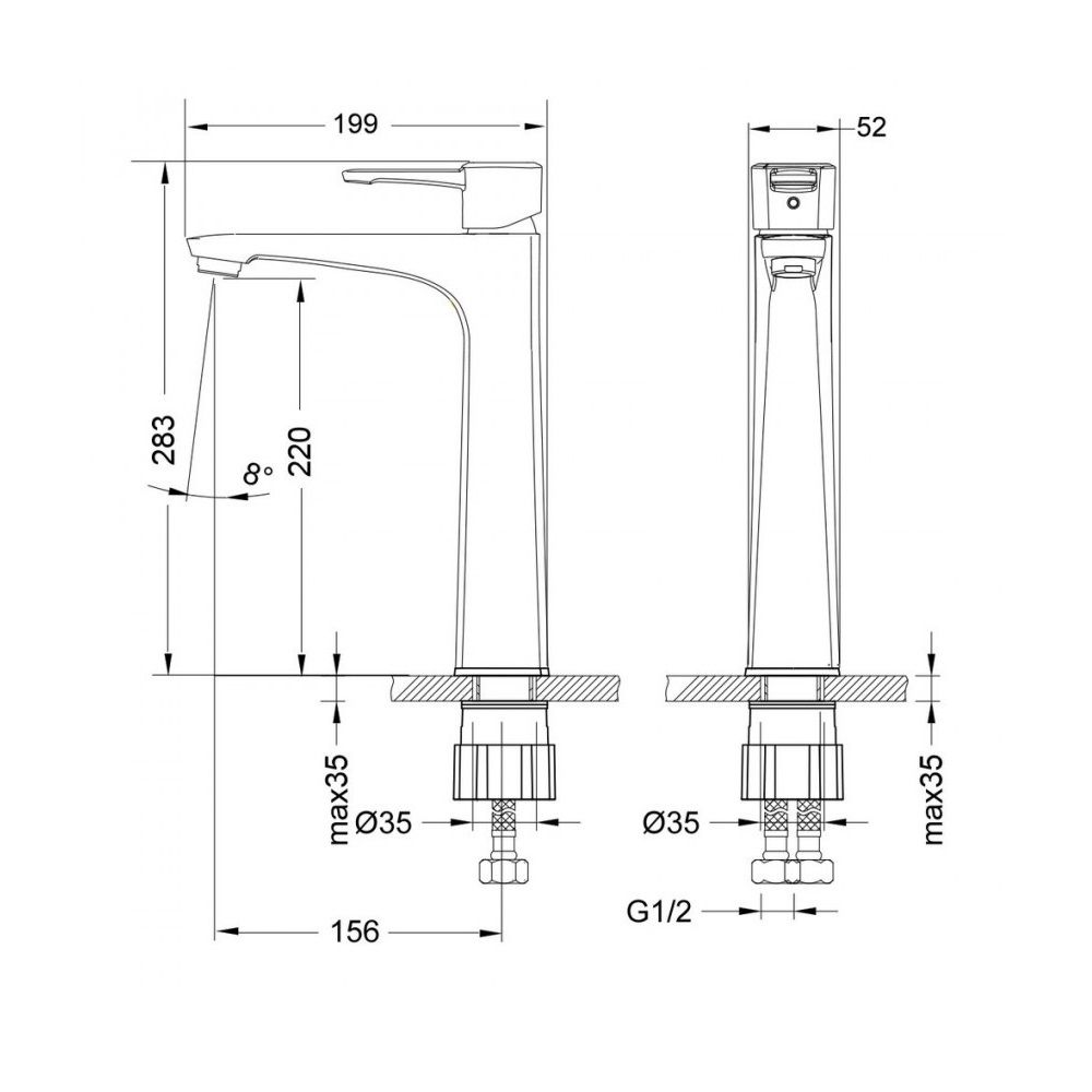 Смеситель для умывальника Evitta LМ0509C монолитный хром