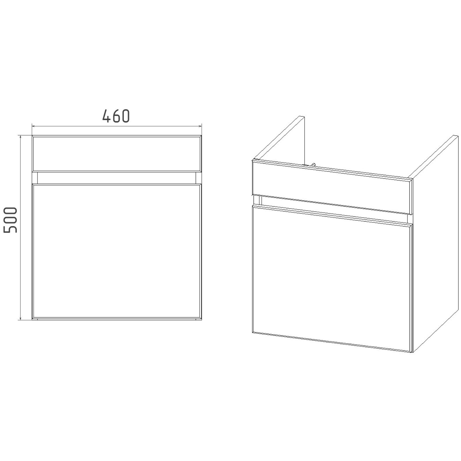 Тумба подвесная Мальта 50 белый/дерево 1 ящик под раковину Como 50