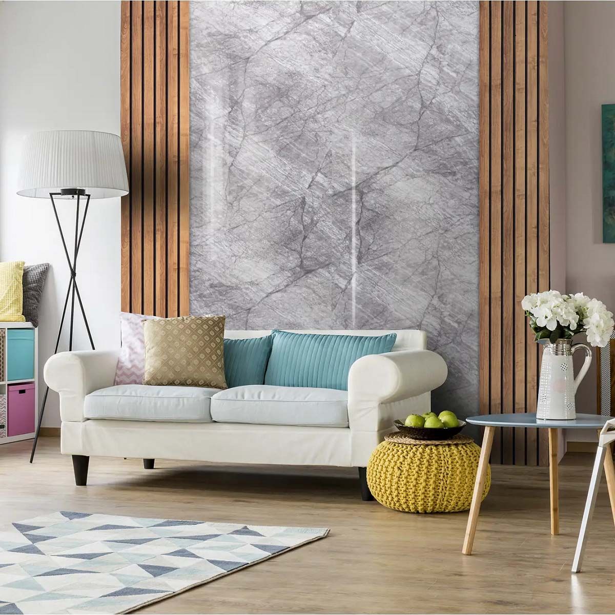 Панель МДФ Стильный дом влагостойкие Мрамор Бьянка светлая  2440х1220