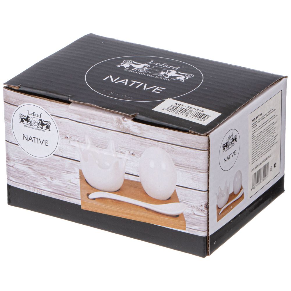 Набор для завтрака Lefard Native 3 предмета ложка солонка подставка для яйца 11,5х8х6,5 см 587-119