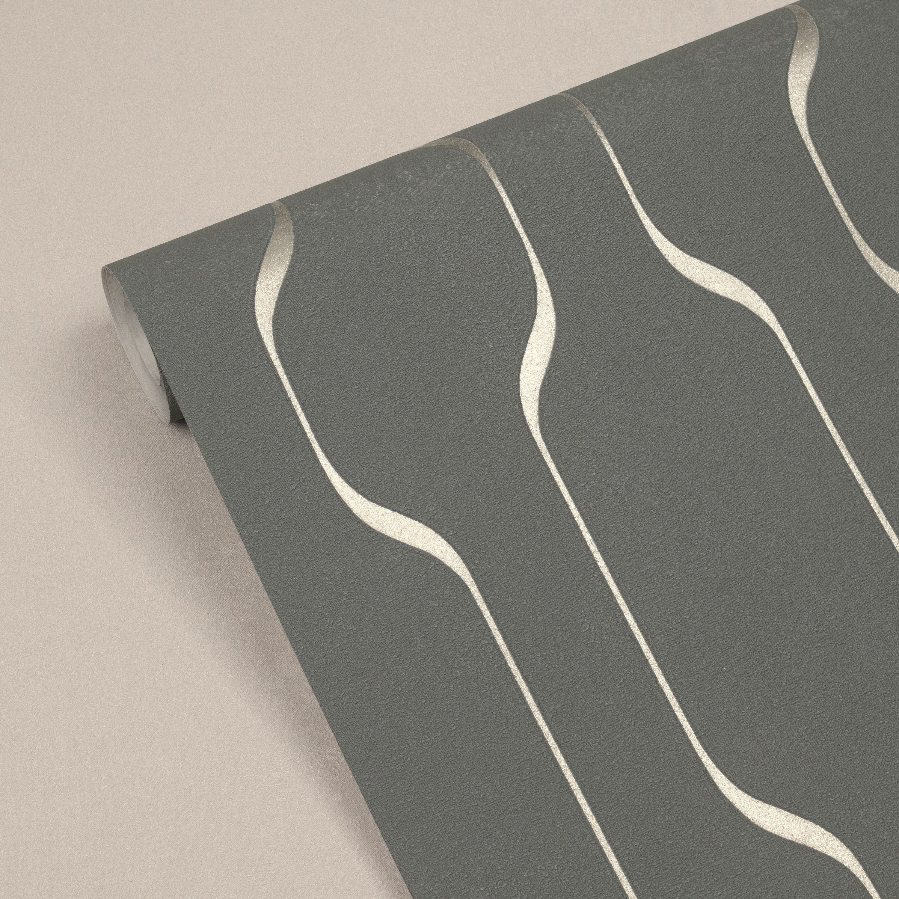 Обои Ateliero Director 588989 графитовые геометрия 1,06х10,05 м