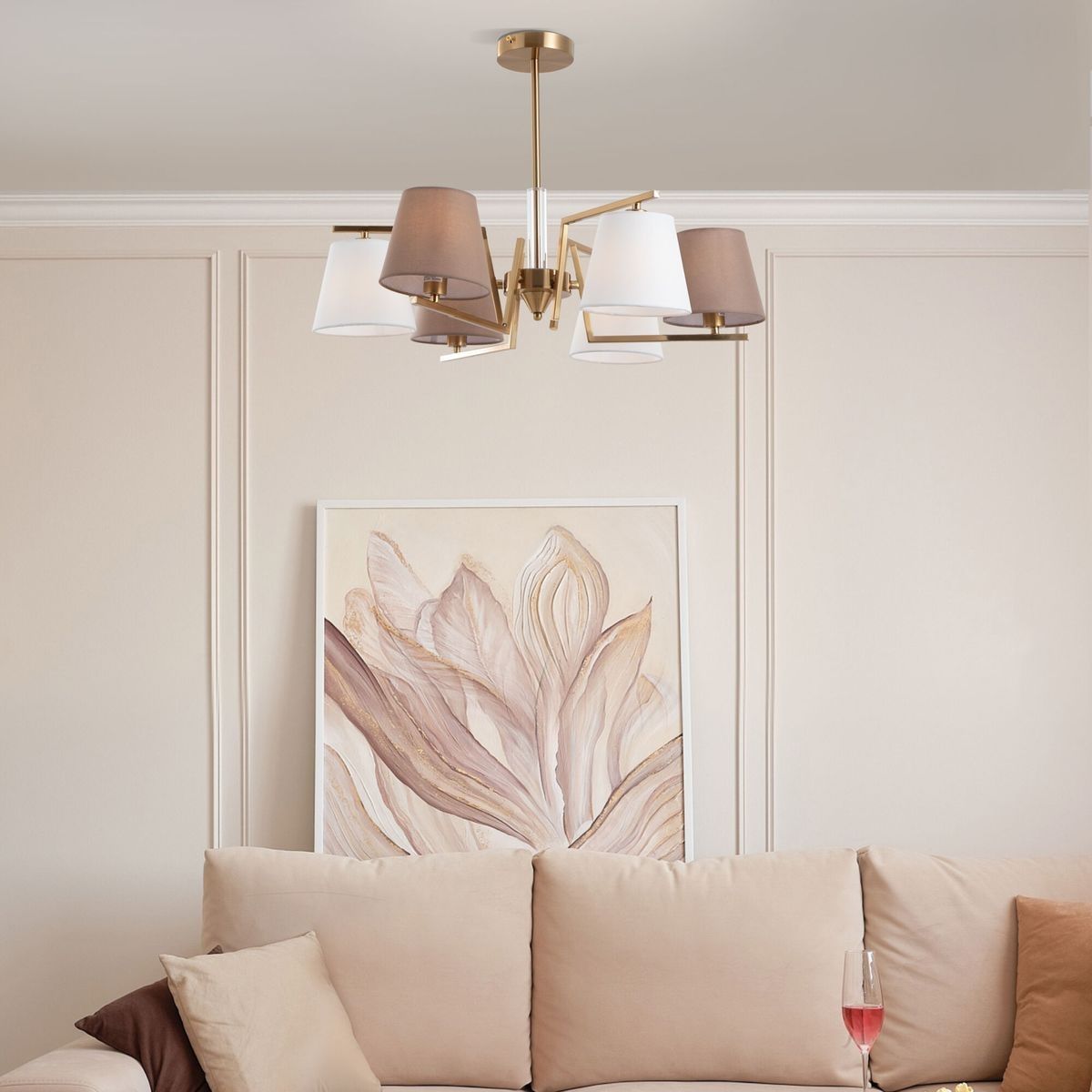 Люстра потолочная Eurosvet 60149/6 6х40Вт E14 d67 см h48 см латунь