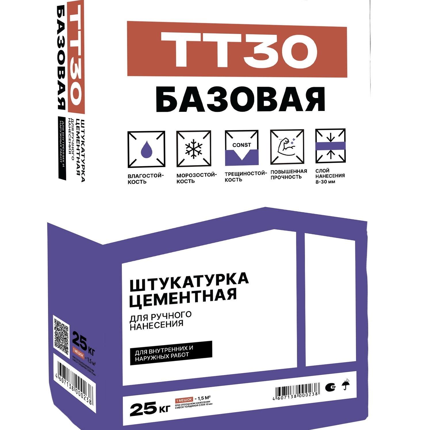 Штукатурка цементная ручного нанесения ЕК TТ30 25 кг