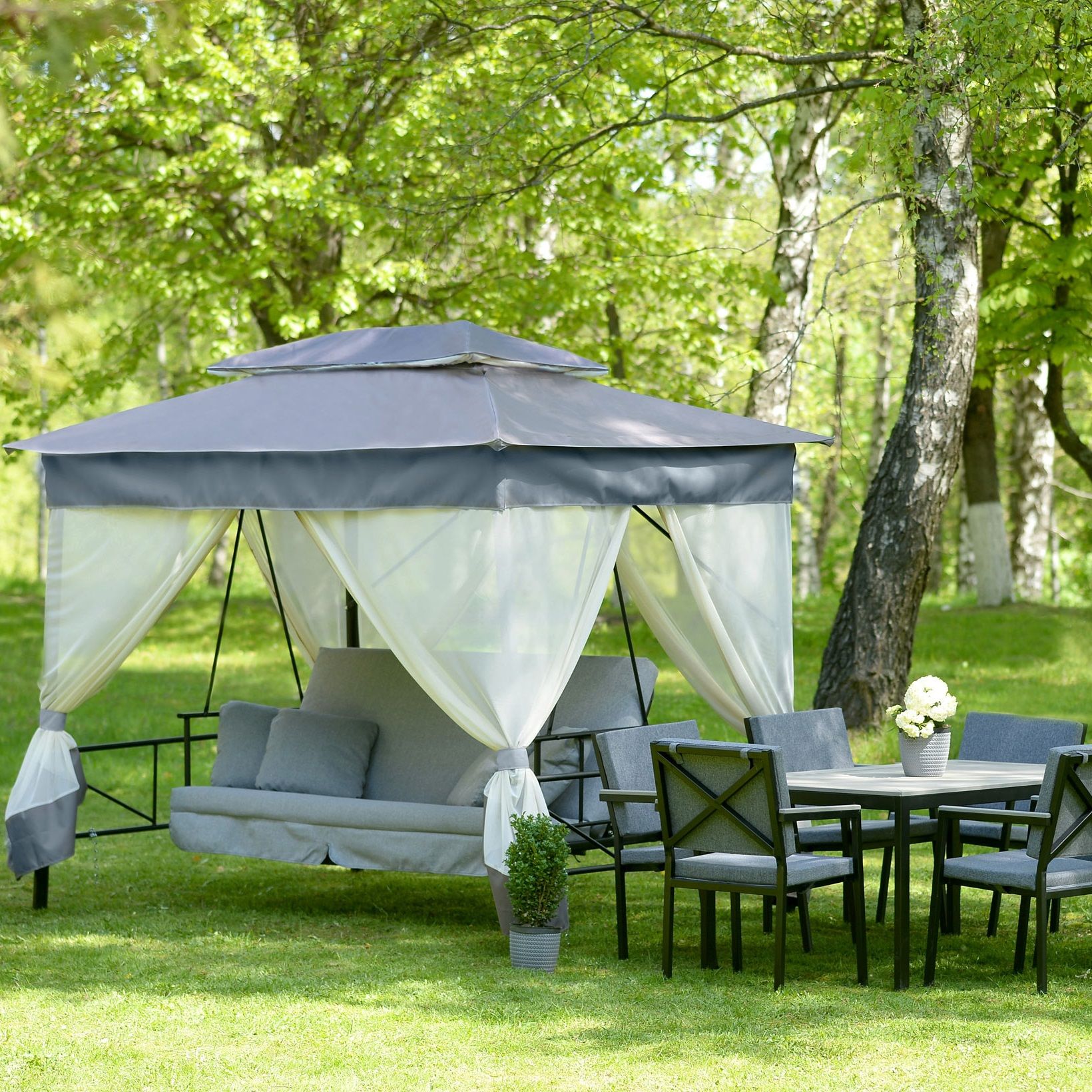 Качели-шатер садовые с1456 2722х2025х2380 мм